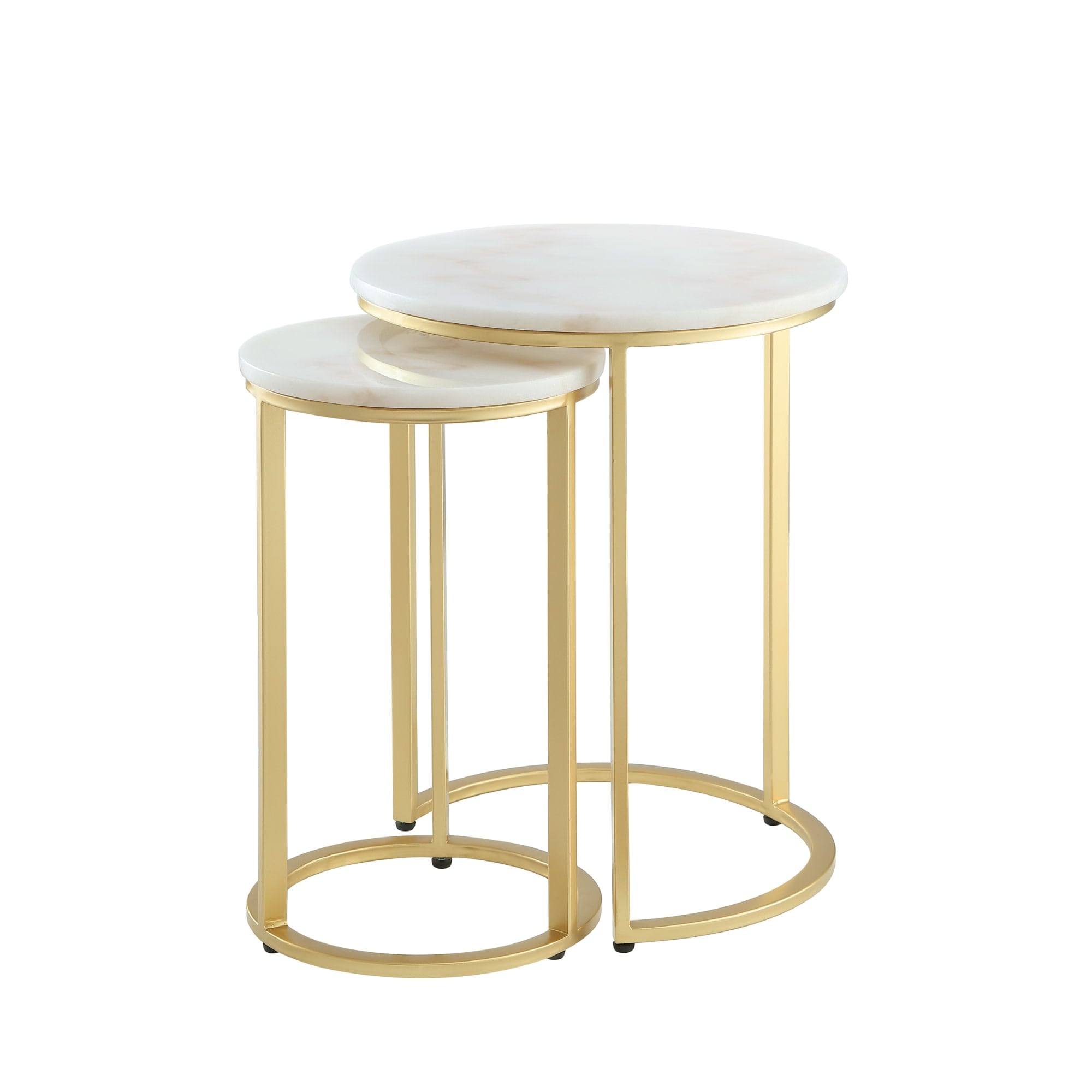 Inspired Home ET131-24WG-LS Marley 17.5-in W x 22-in H Gold Granite/Marble Round Modern End Table Assembly Required