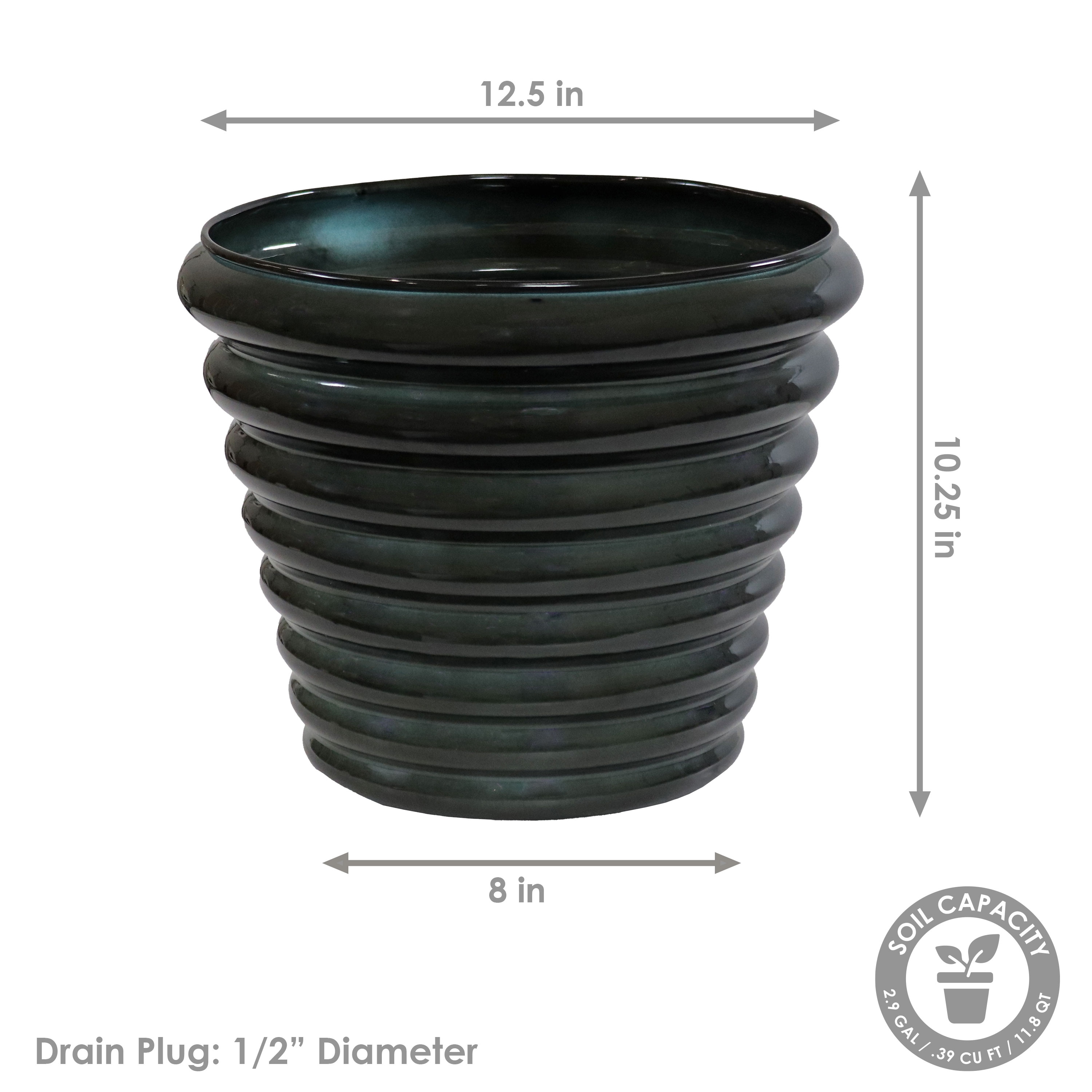 Molly 12.5" Juniper Glaze Metal Planter Set of 2