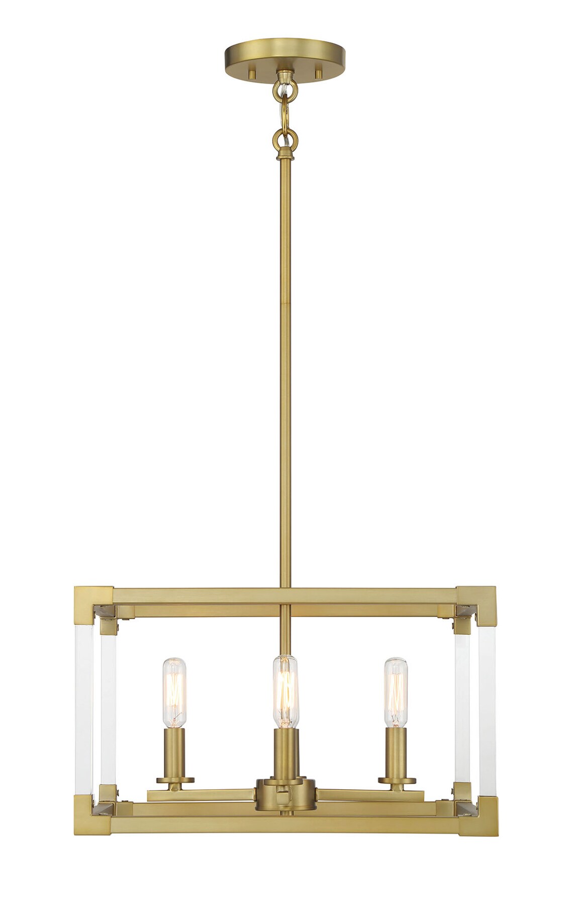Oro District Soft Brass 4-Light Rectangular Pendant
