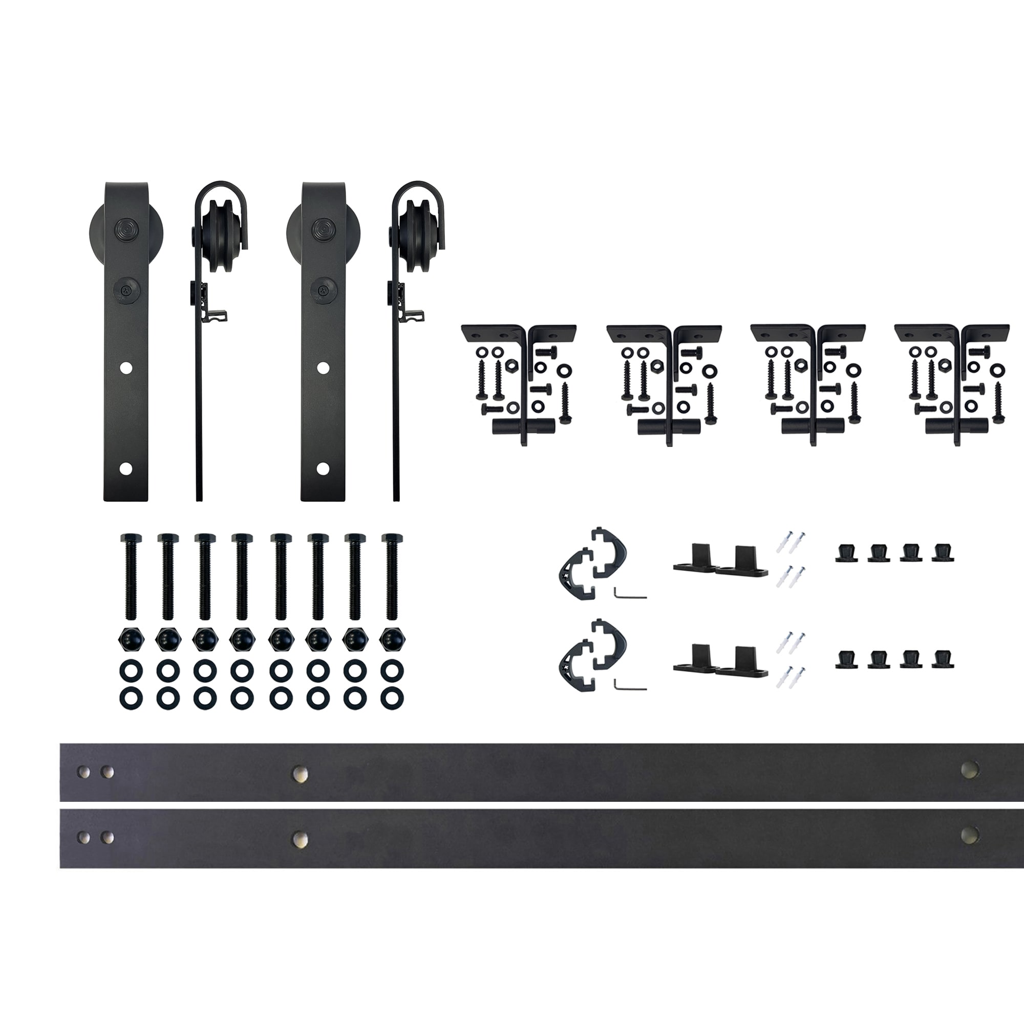 HOMACER CM-YT4TGH060C 60-in Rustic black Black Indoor J-strap Single bypass Barn door hardware kit
