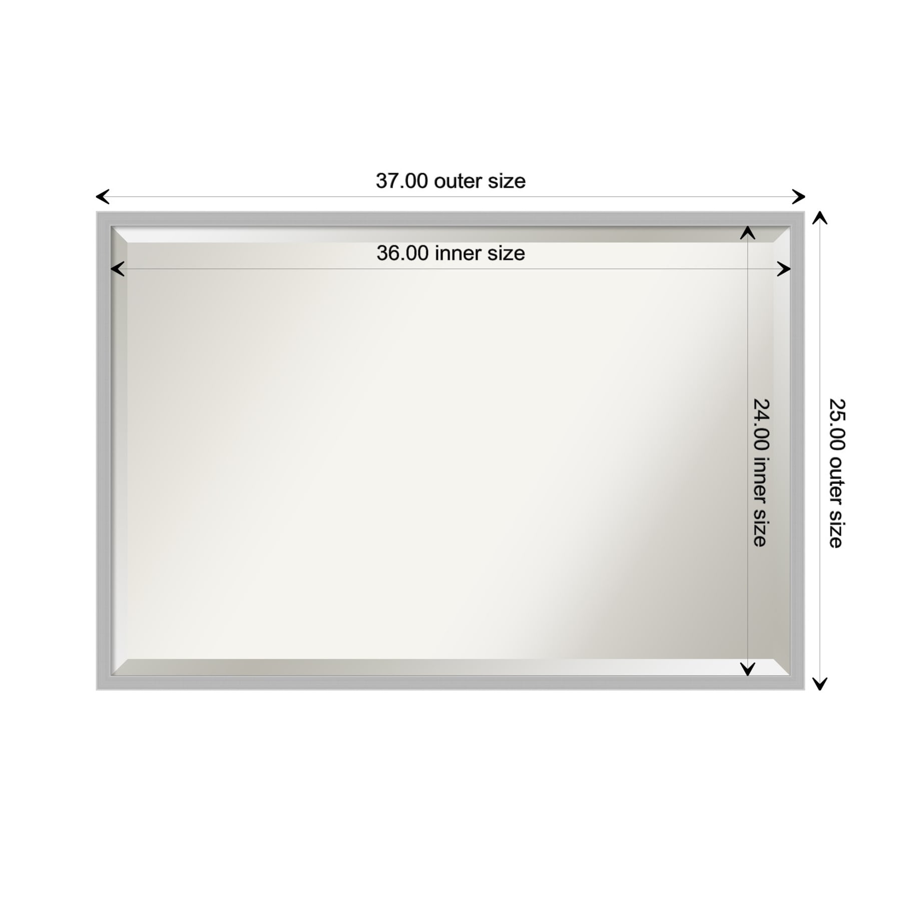 Hera Chrome Polished Silver 25" x 37" Rectangular Wall Mirror