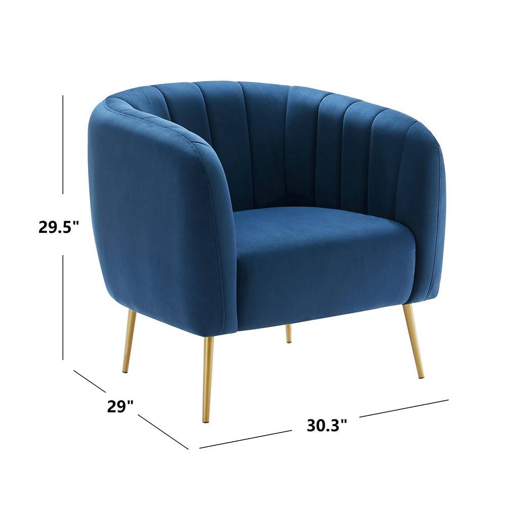 ELuxury Modern Navy Blue Velvet Contemporary Accent Chair At Lowes Com   16275723 