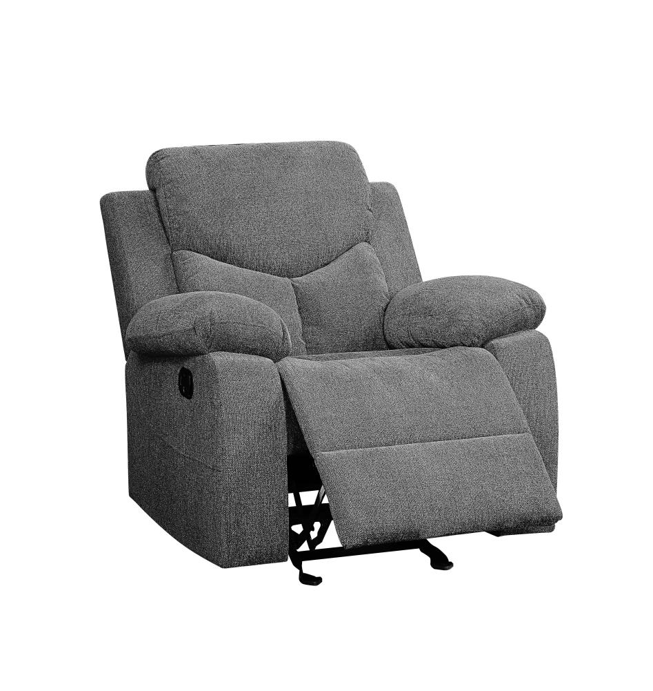 ACME FURNITURE Kalen Gray Chenille Upholstered Tufted Recliner in the ...