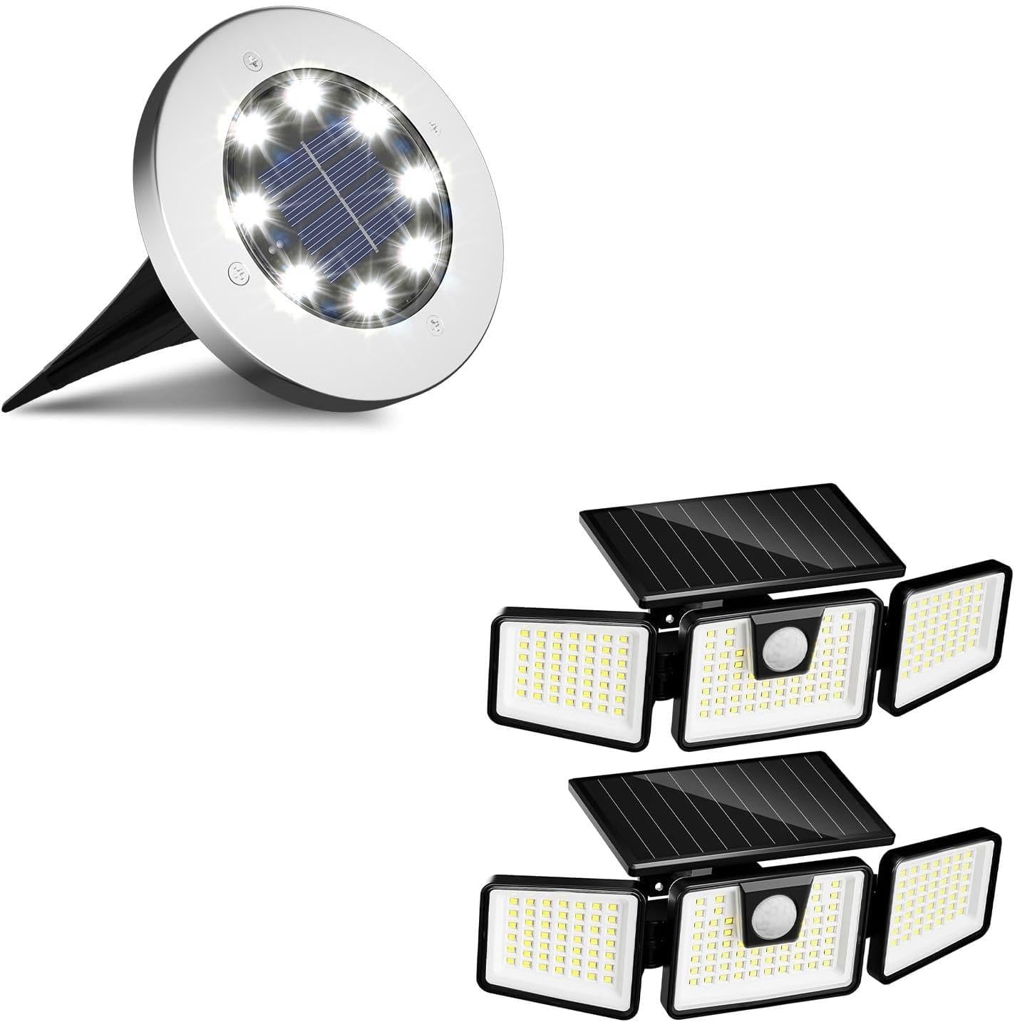 INCX INCX-B0F6-TX1-ZNB Bundle of 12 Plus 2 Pack Solar Lights Outdoor Waterproof Garden and Motion Sensor Lights Value Set