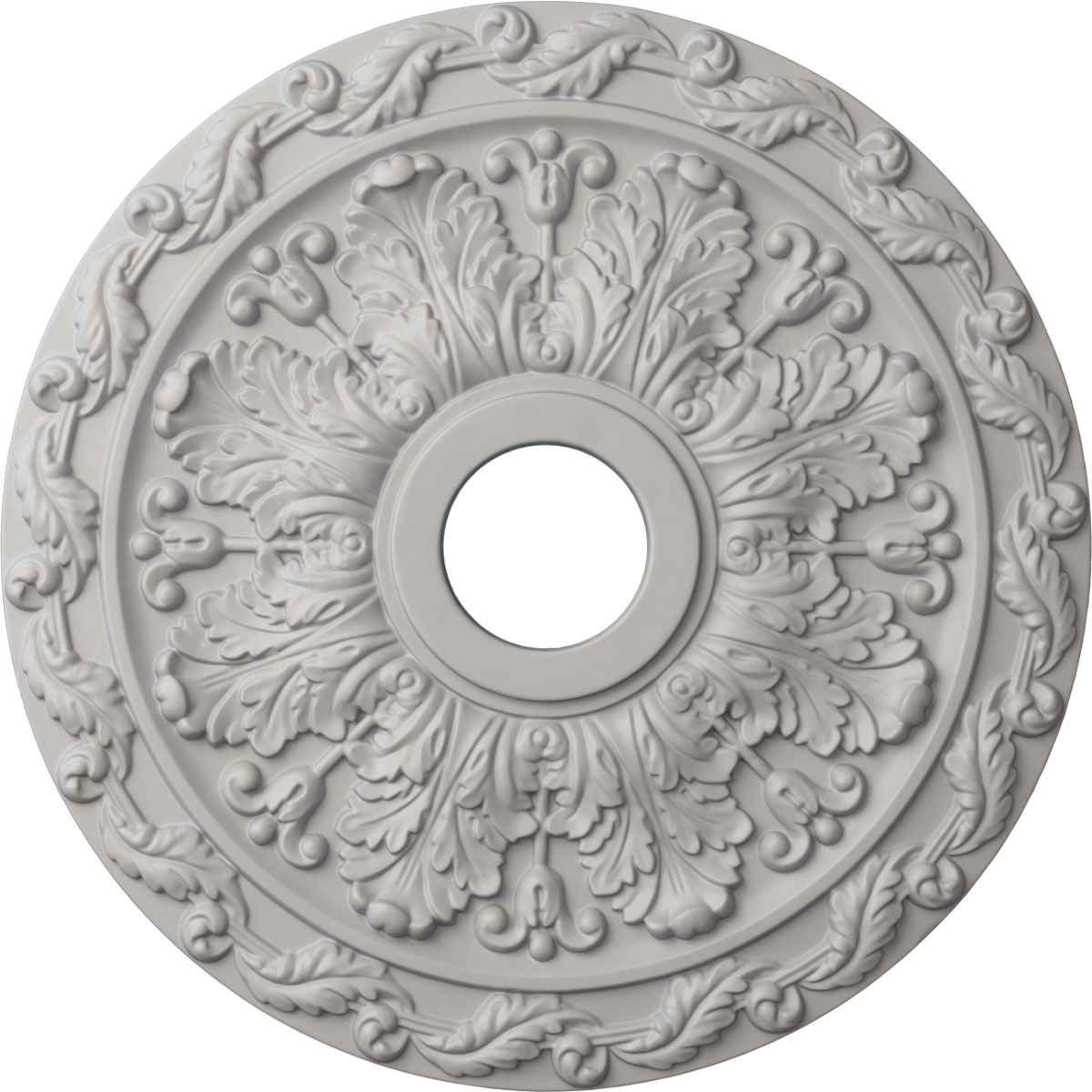 Ekena Millwork CM19SPUWF Spring Leaf 19.875-in W x 19.875-in L Painted Ultra Pure White Polyurethane Whole Ceiling Medallion