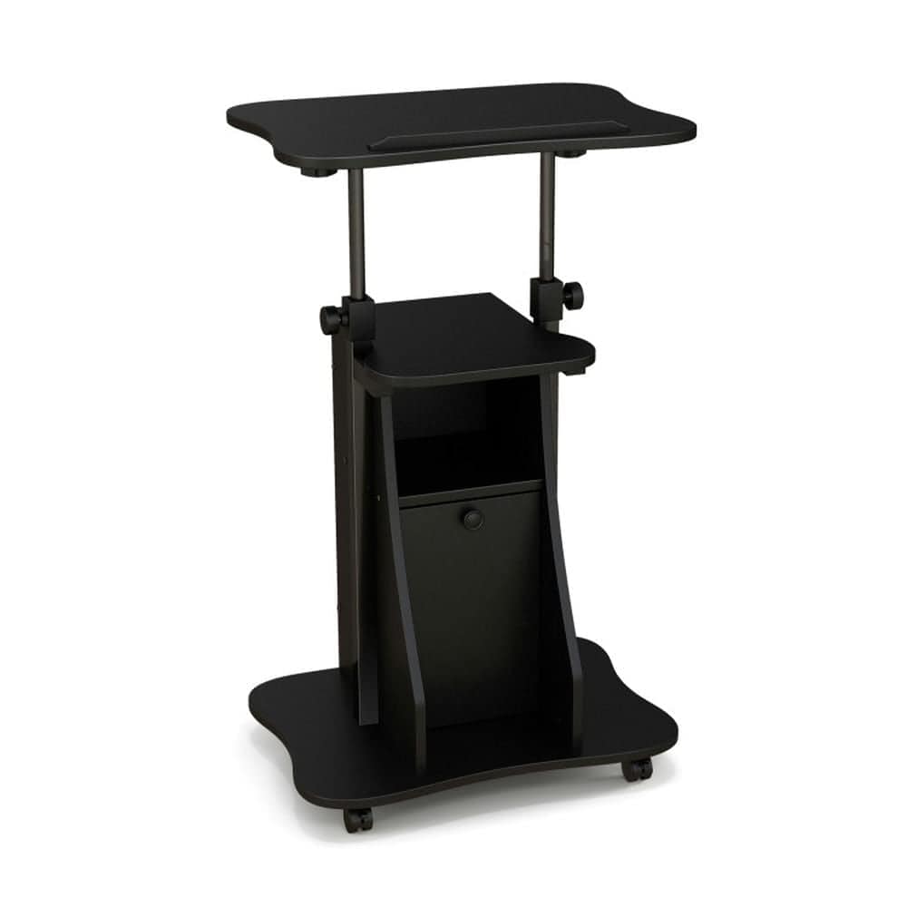VERYKE - Mobile Height Adjustable Standing Desk Cart Tilting Desktop Closed Storage Cabinet Black...
