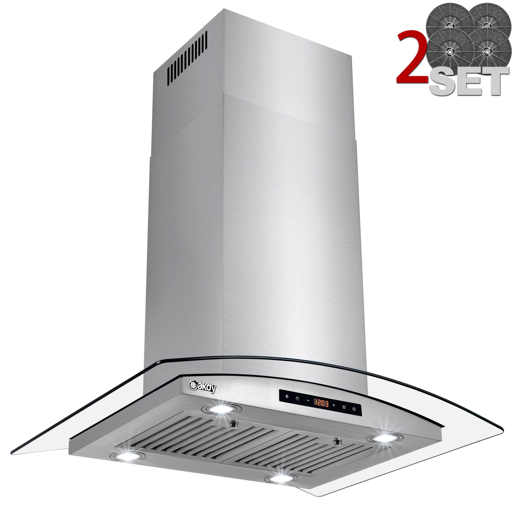 AKDY 30-in 217-CFM Convertible Black Painted Wall-Mounted Range Hood with  Charcoal Filter