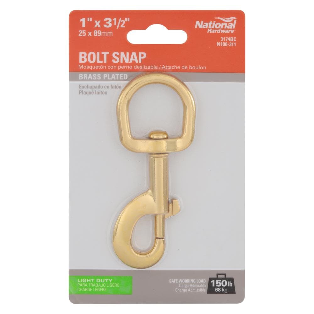 National Hardware N100-311- 1-in x 3-1/2-in Bolt Snaps in Brass Plated in  the Chain Accessories department at