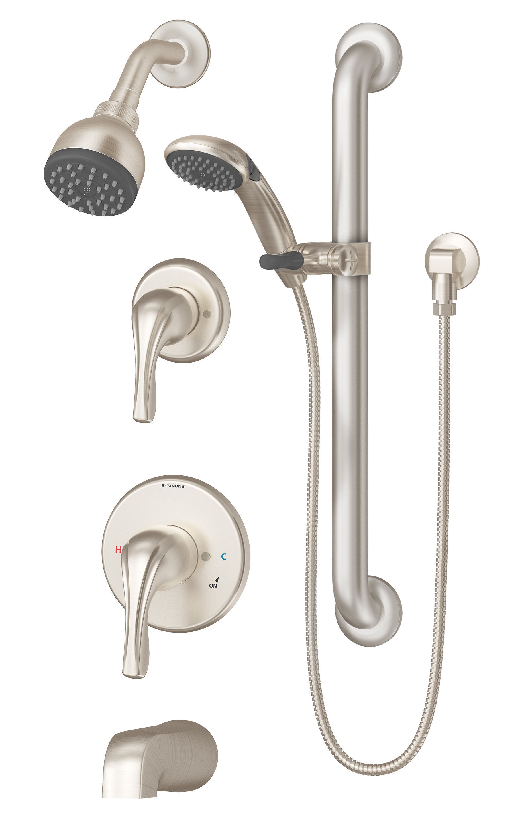 Symmons 9606-PLR-1.5-TRM-STN Origins Satin Nickel 2-handle Single function 2.76-Inches Round Bathtub and shower Faucet