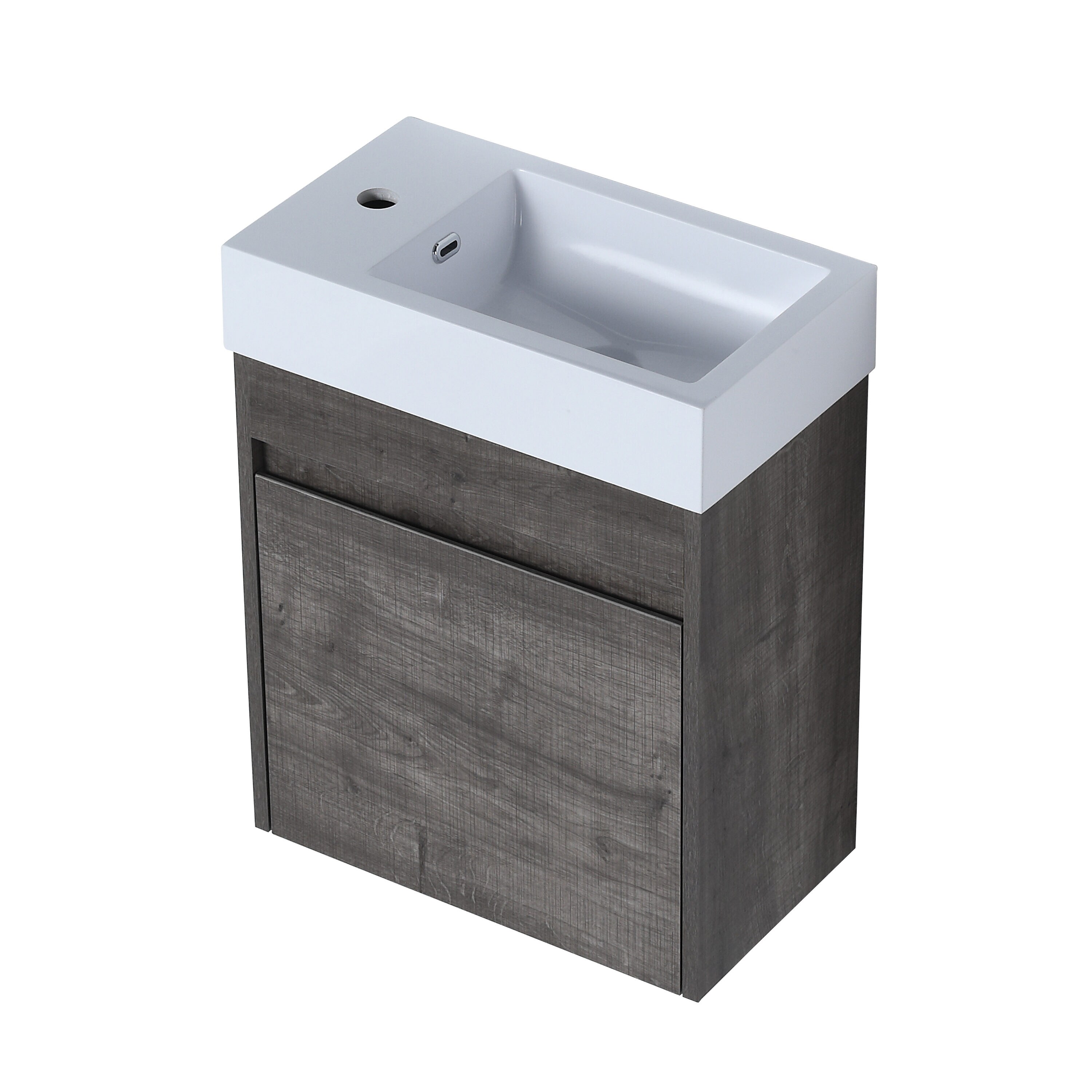 Siavonce Gray 18-in Wall-Mount Single Sink Bathroom Vanity with White ...