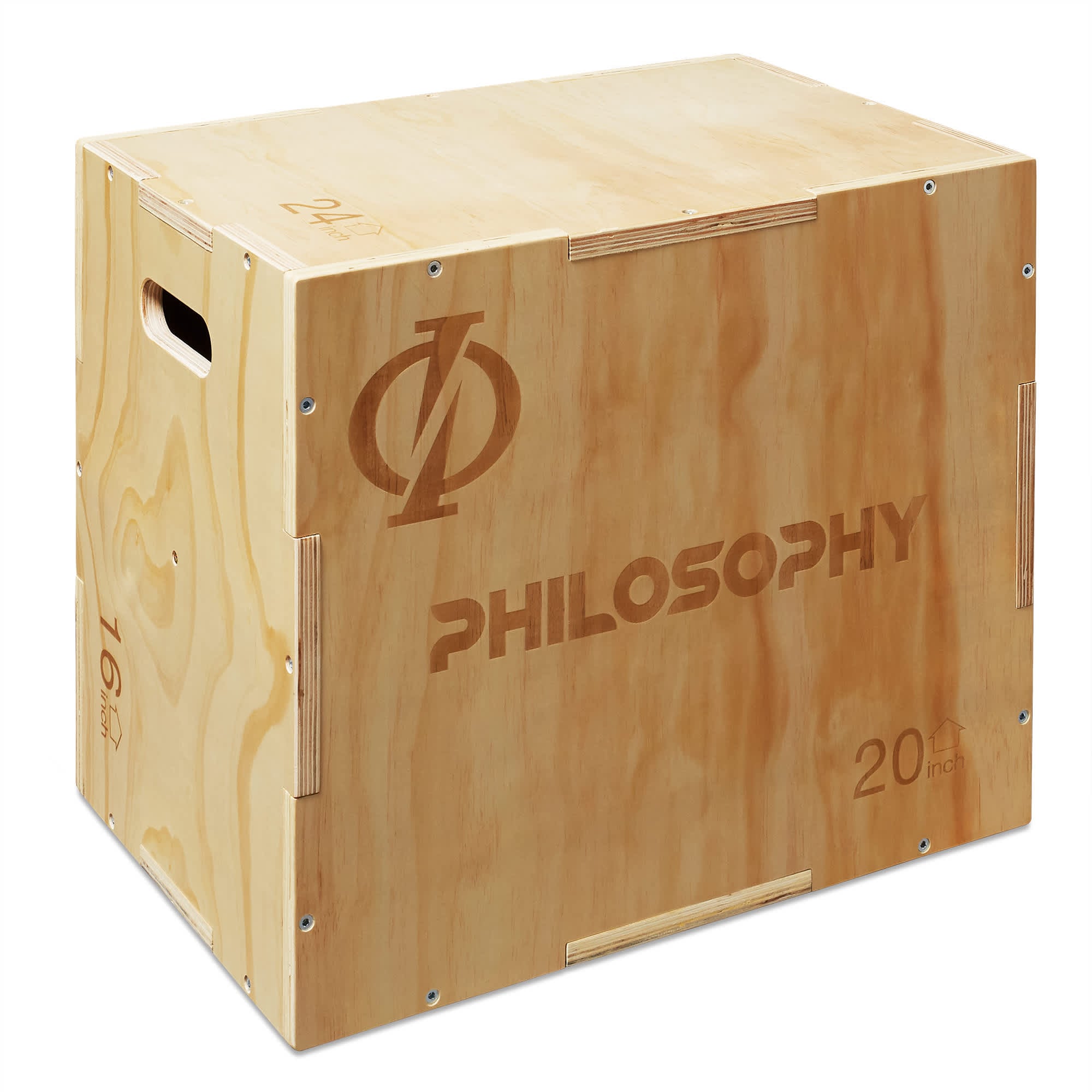 Philosophy Gym FIT-PLYO-2406W-NAT 3 in 1 Wood Plyometric Box 24 x 20 x 16-in for Training