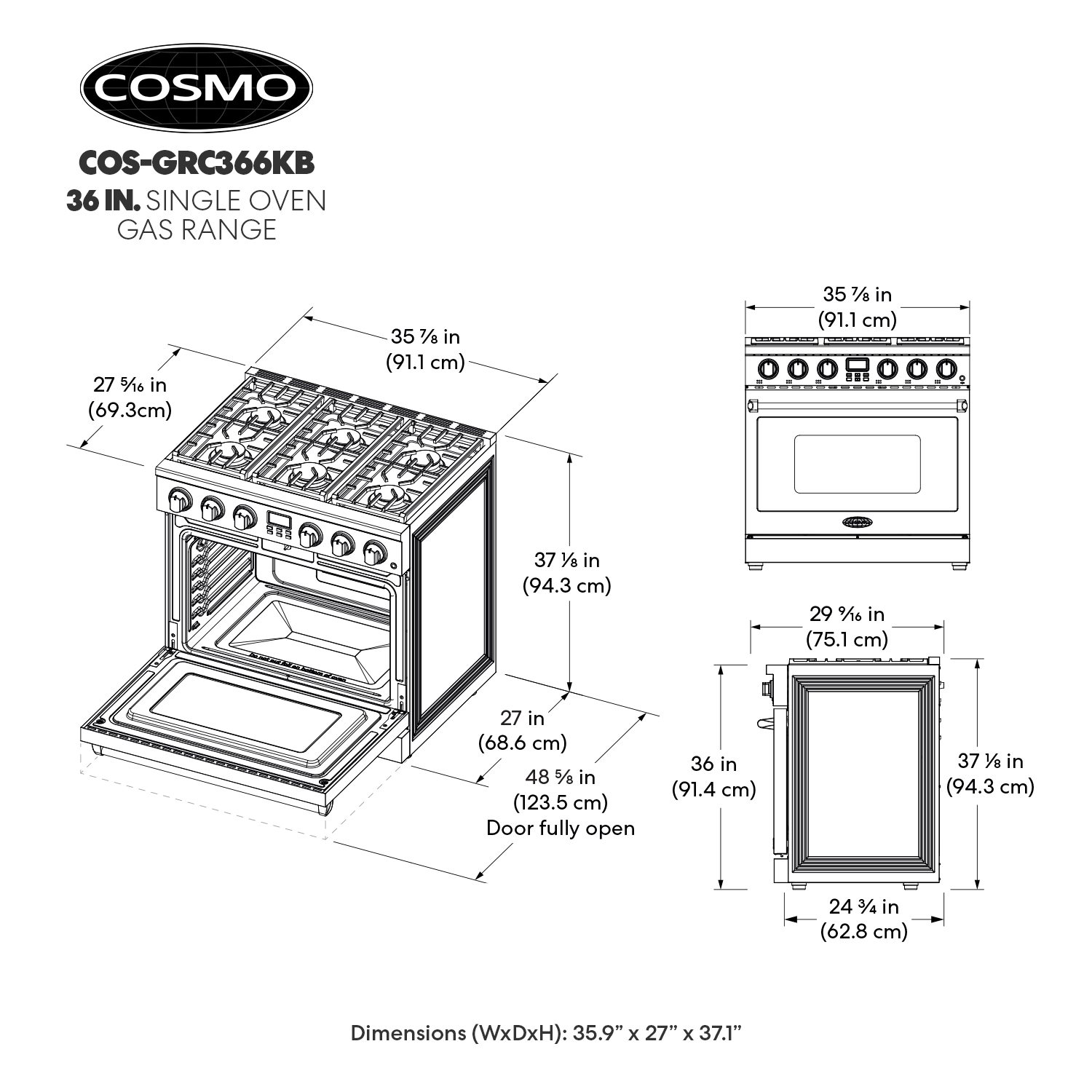 Cosmo COS-GRC366KB Freestanding-Gas-Ranges - View #5