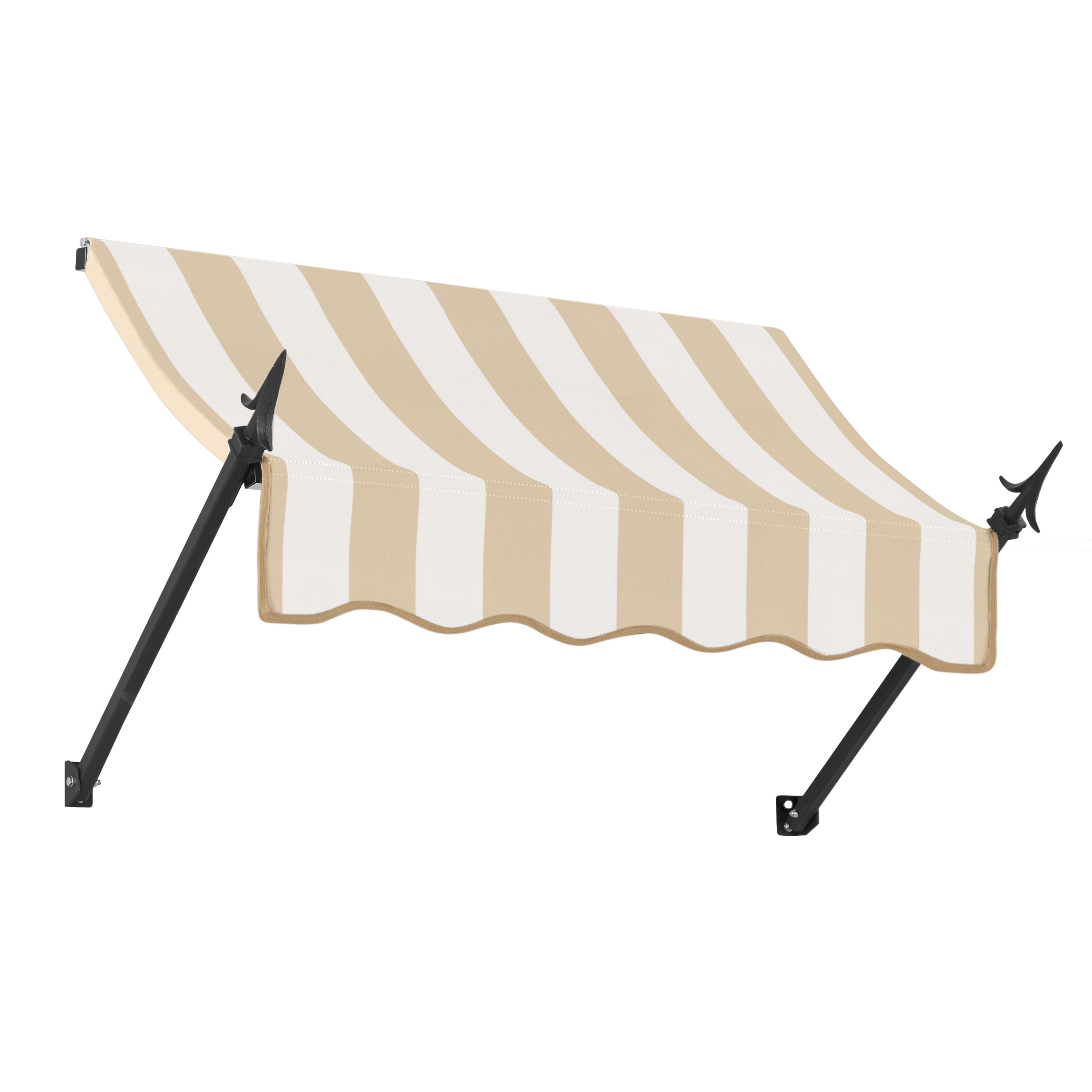 Awntech NO32-L-3LW New Orleans 40.5-in Wide x 24-in Projection x 36-in Height Fabric Linen/White Stripe Striped Fixed Window/Door Awning
