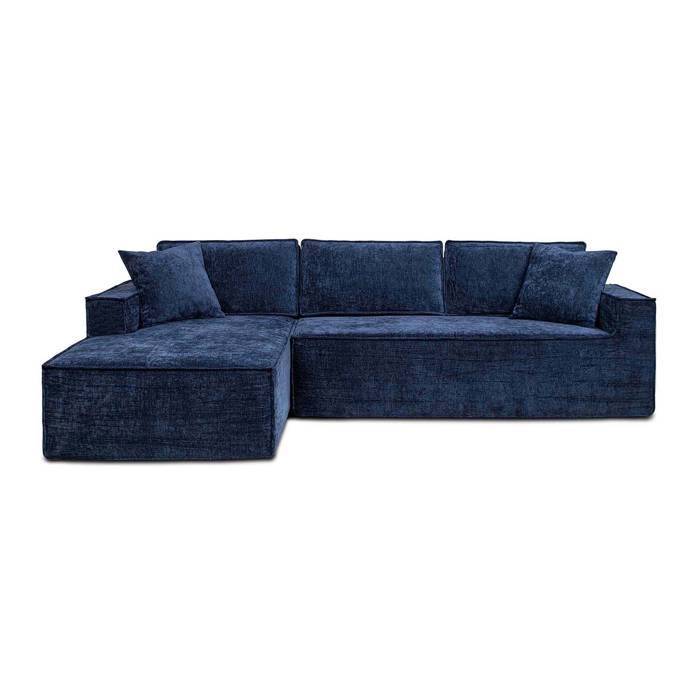 Jennifer Taylor Home LXVB-L-66550 Brenley 110.5-in Midcentury Twilight Navy Blue Chenille 4 -seater Sectional