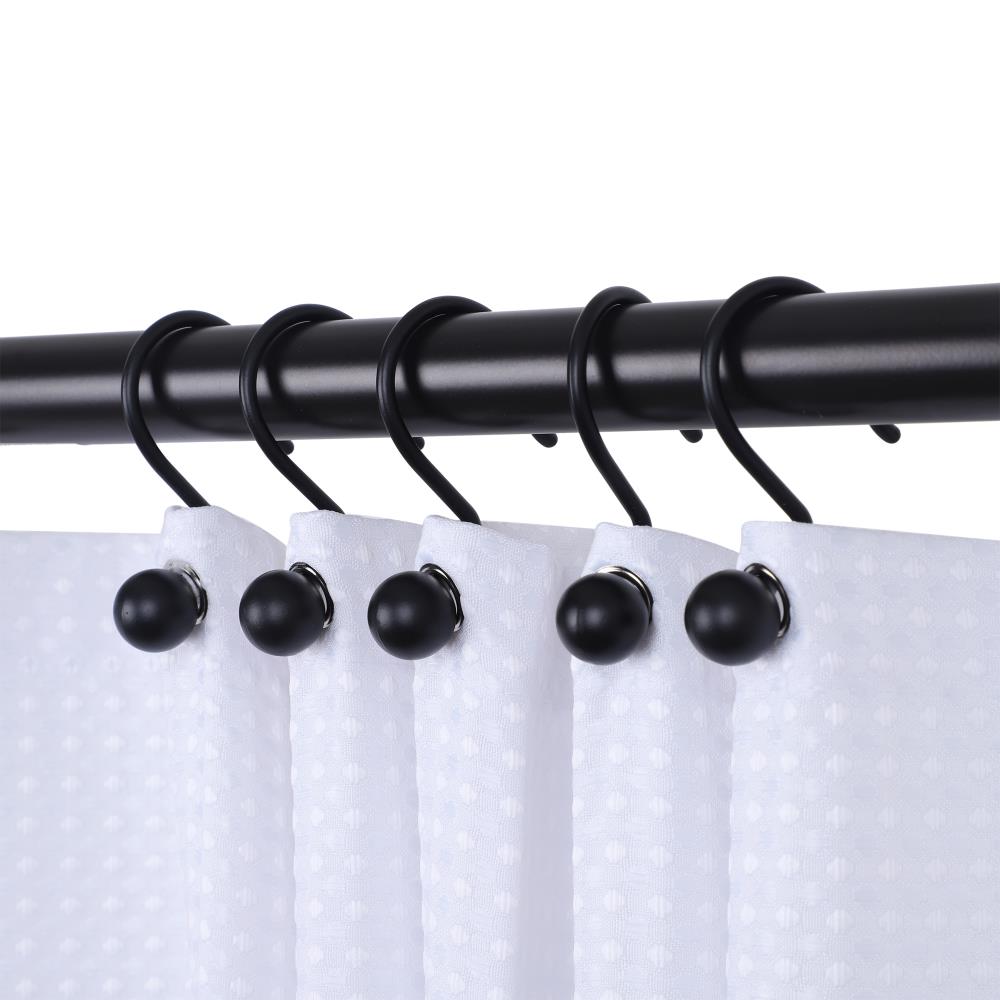 Utopia Alley Hk7bk Ball Shower Curtain Hooks for Bathroom Shower Rods Curtain Set of 12 - Black