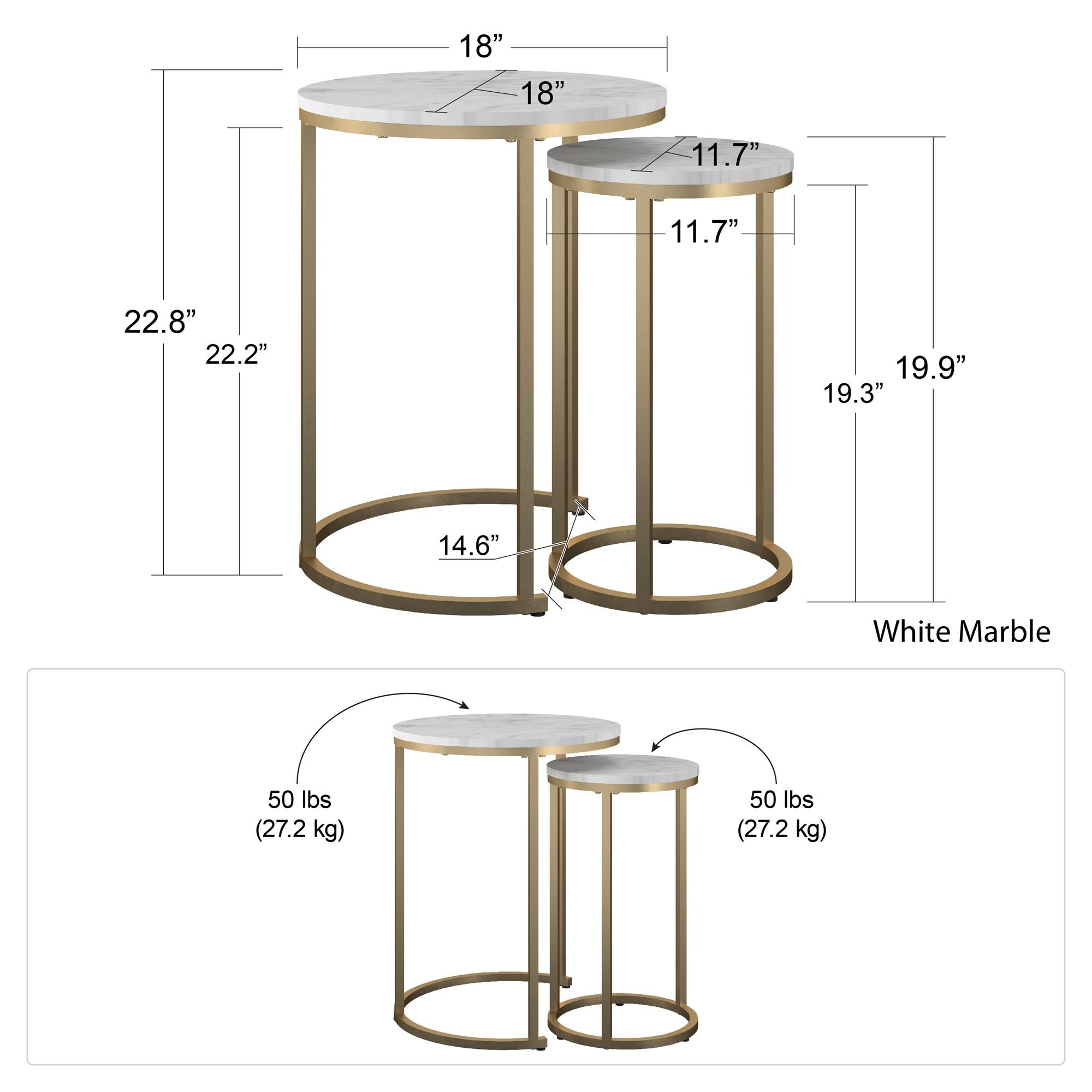 Ameriwood Home Amelia White Marble Composite Modern End Table in the ...