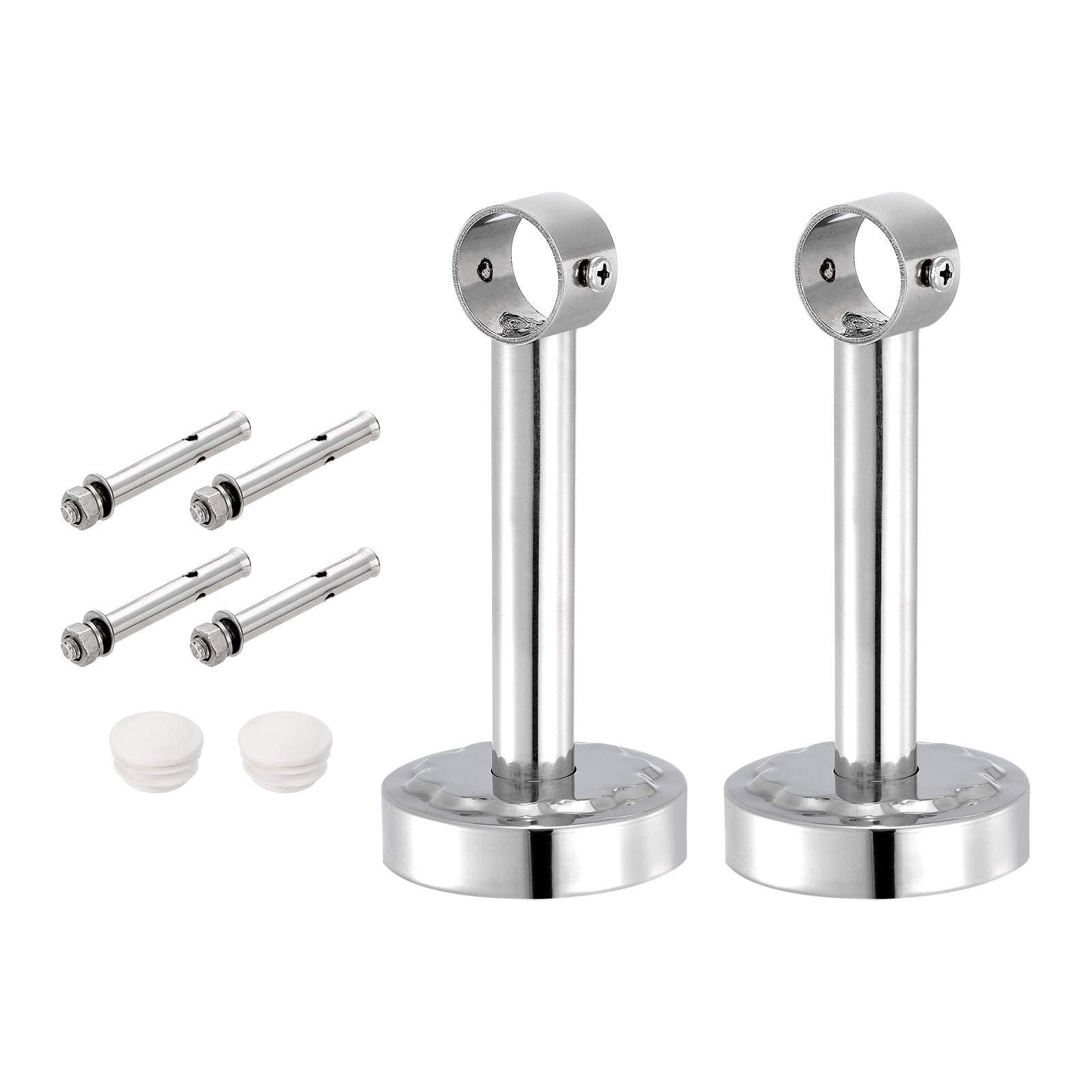 Unique Bargains 4 Sets 5.91inch Ceiling Mount Bracket Fit 1.02inch Pipe Stainless Steel Curtain Rod Holder Closet Rod Holders for Wardrobe Bathroom Curtain Pipe Silver