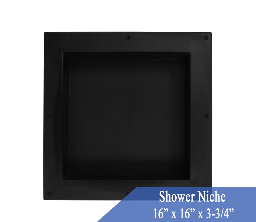 eModernDecor Over Mount Installation 16 in. x 28 in. ABS Single Shelf Bathroom Recessed Shower NICHE for Shampoo, Toiletry Storage, Black