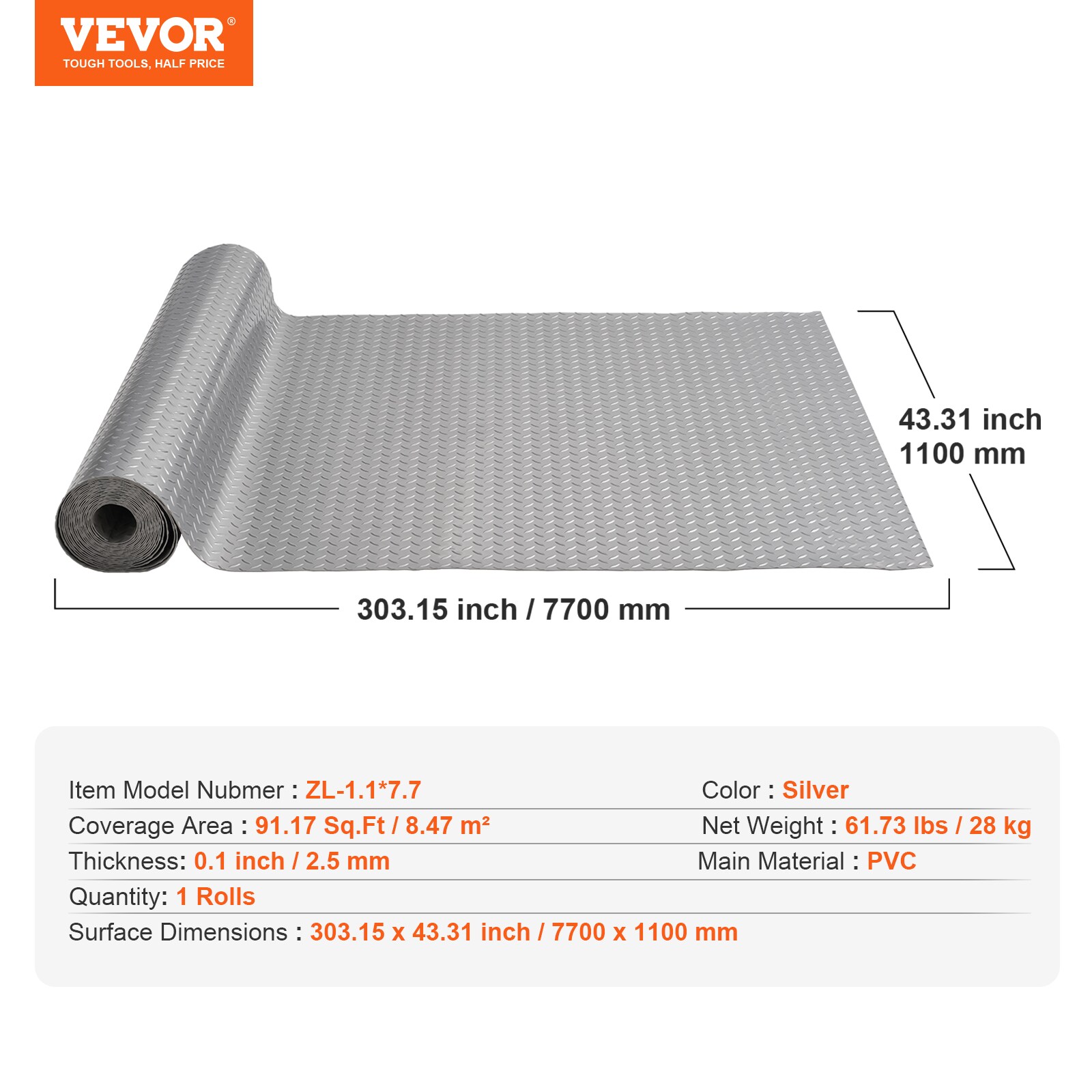 VEVOR PVCDB1JSLZS770CM1V0 Garage-Flooring-Rolls - View #7