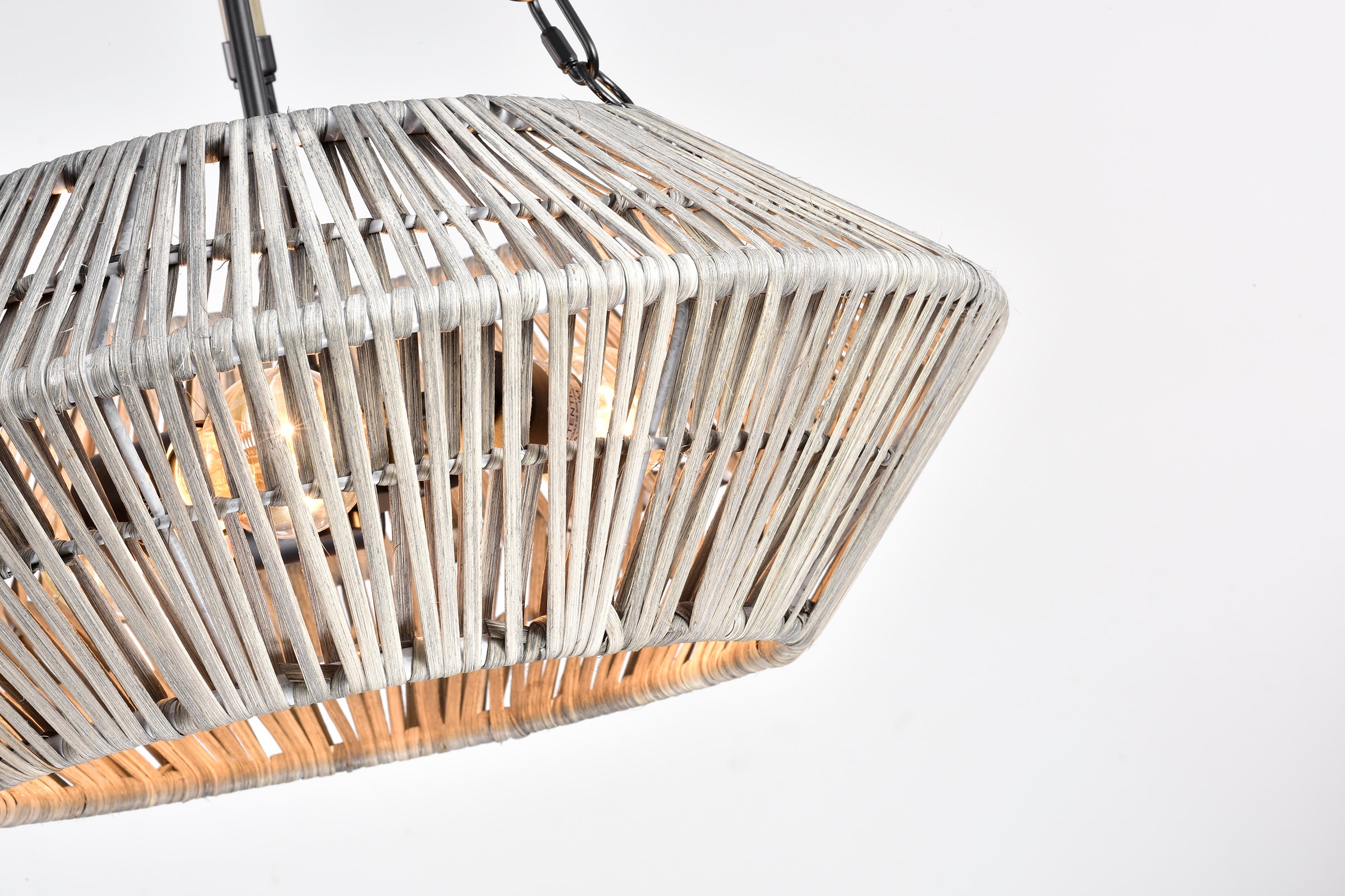 Black Antique Silver Bamboo Drum Chandelier 19 in. x 69 in.