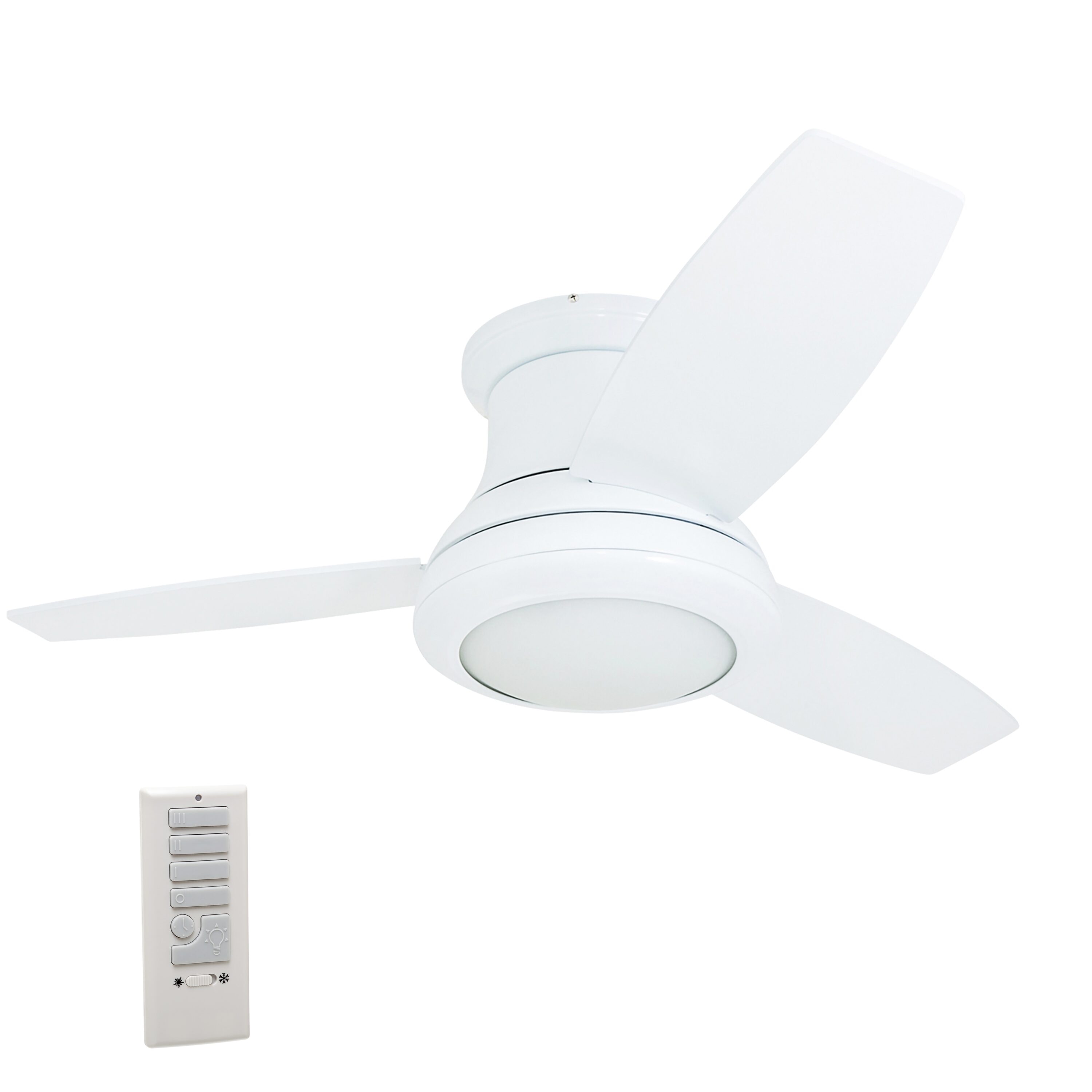 Harbor Breeze 41120 Sailstream 44-in Integrated LED Flush Mount White with White Blades Ceiling Fan With Light and Remote ( 3 -Blade )