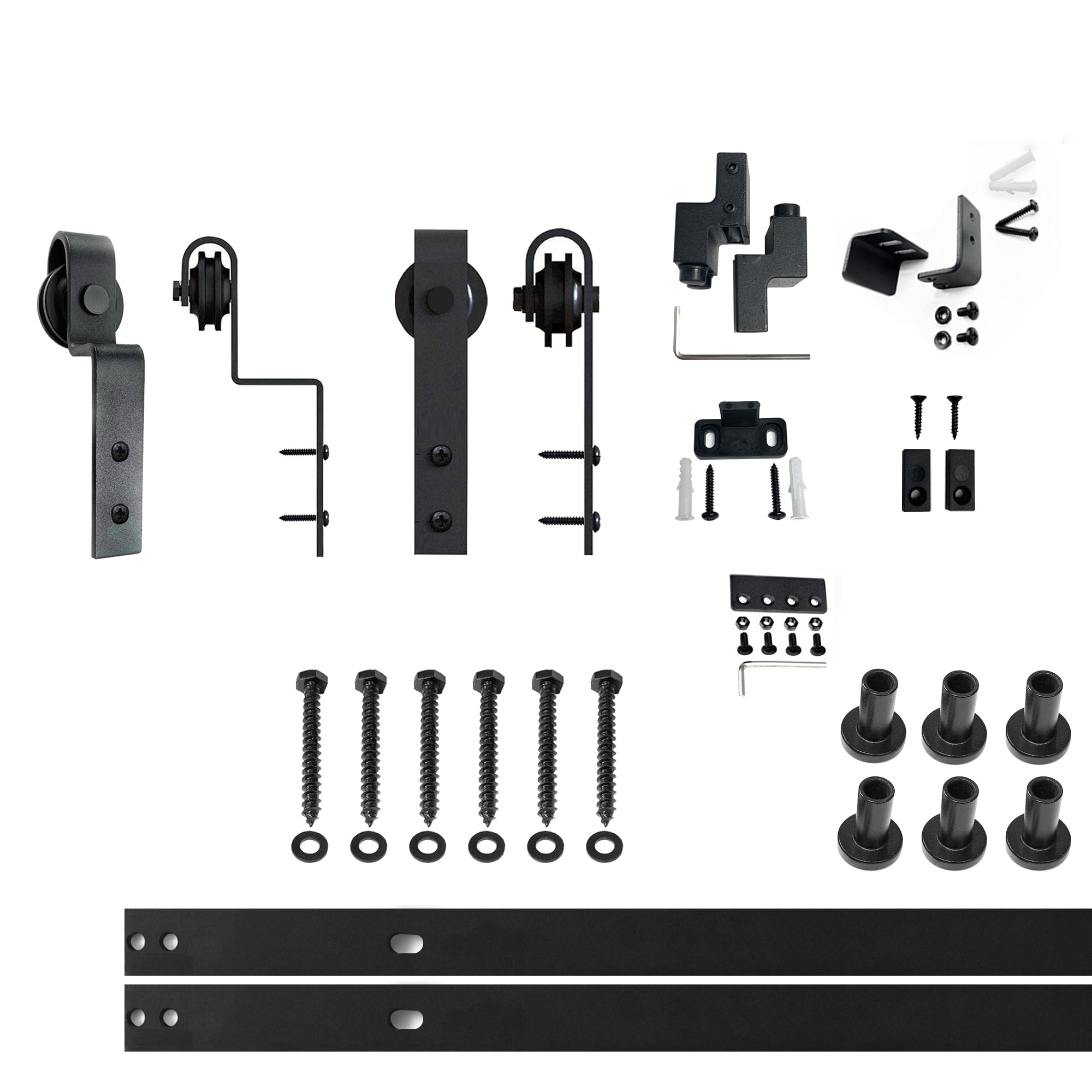 HOMACER 108-in Rustic Black Indoor I-strap Single Barn Door Hardware Kit ZT1TGH108C Sansujyuku sansujyuku.com