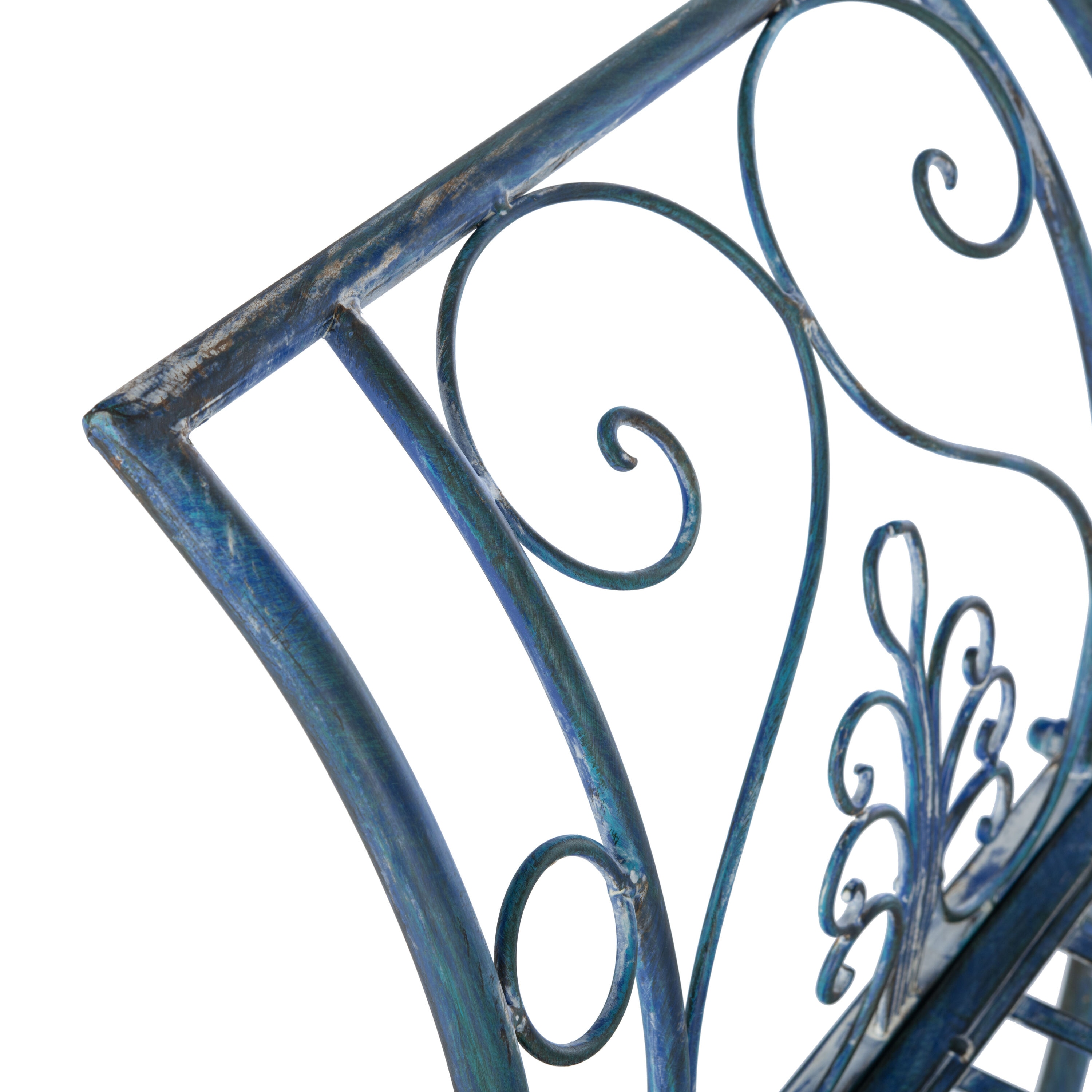 Safavieh PAT5016C Adina 51.25-in W x 27-in H Antique Blue Wrought iron Garden Bench