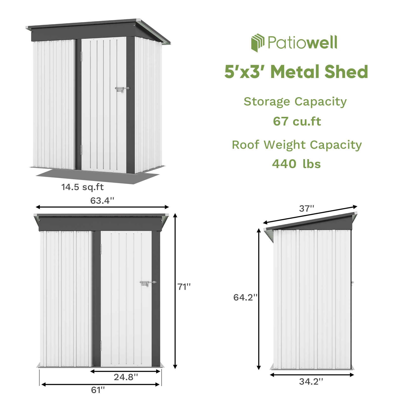 Patiowell WES-PS1053S0BNWT Metal-Storage-Buildings-Sheds - View #7