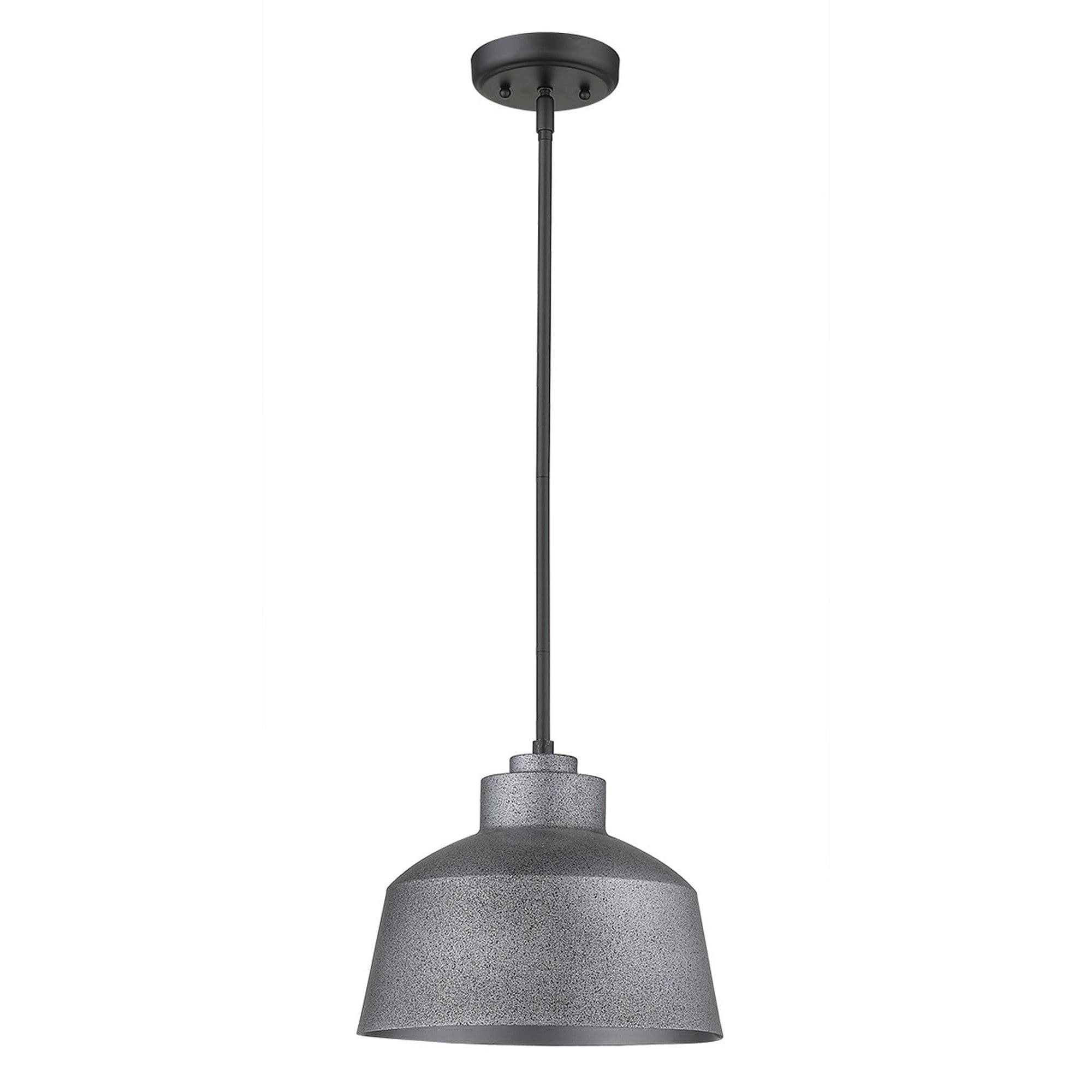 Slickblue 1-Light Light Gray Garden Metal Bowl Shade and Convertible Pendant 10.25-in with Adjustable Length for Porch