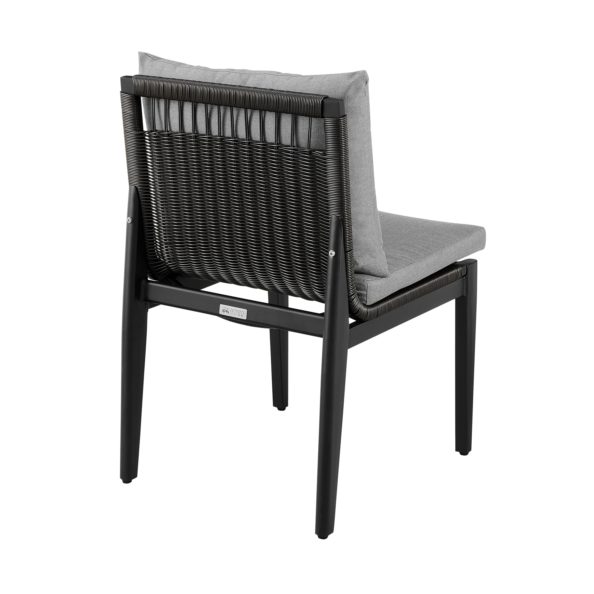 Cayman Gray Aluminum and Rattan Outdoor Dining Chairs with Cushions - Set of 2