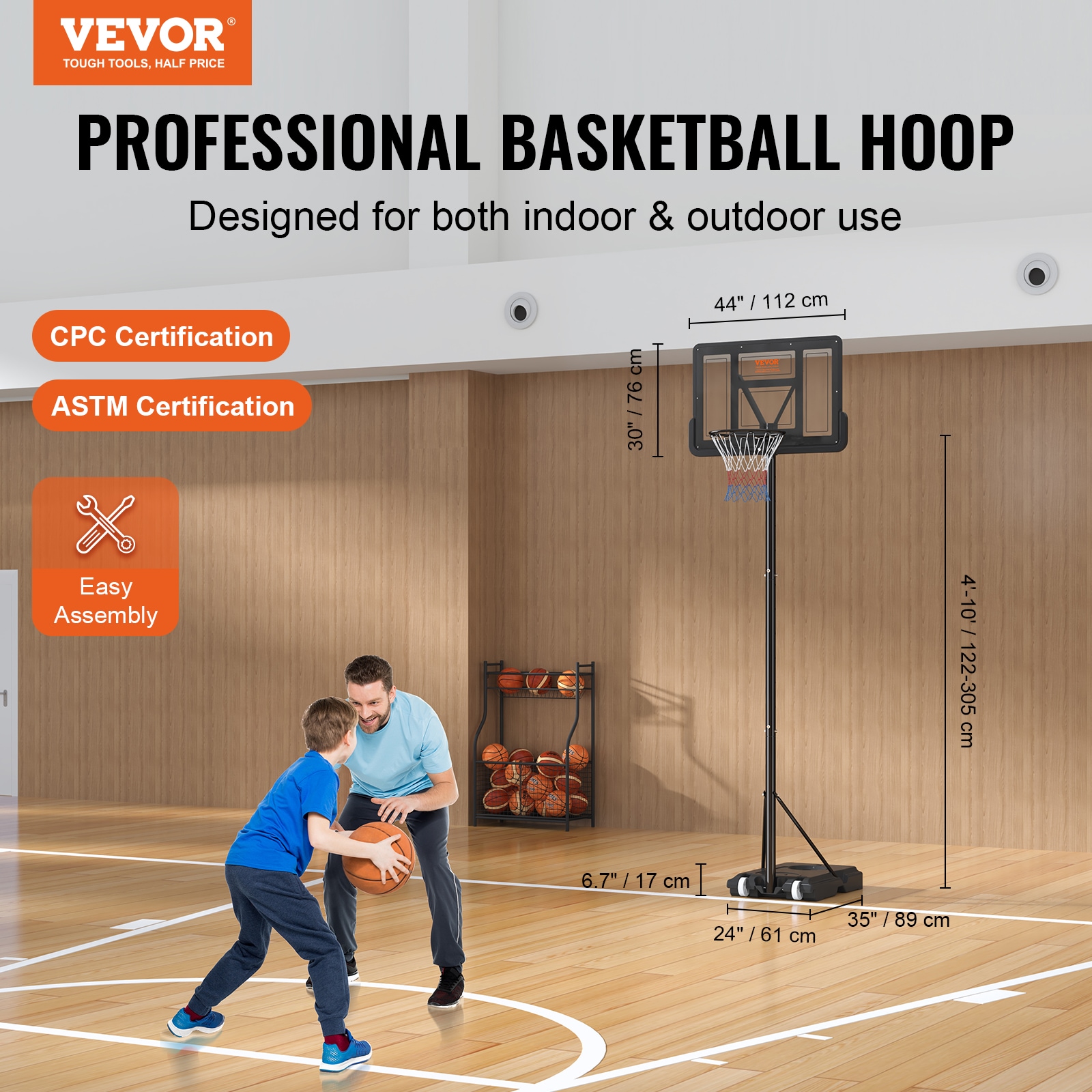 VEVOR LQK44CKWDJ00OBGUSV0 Basketball-System - View #3