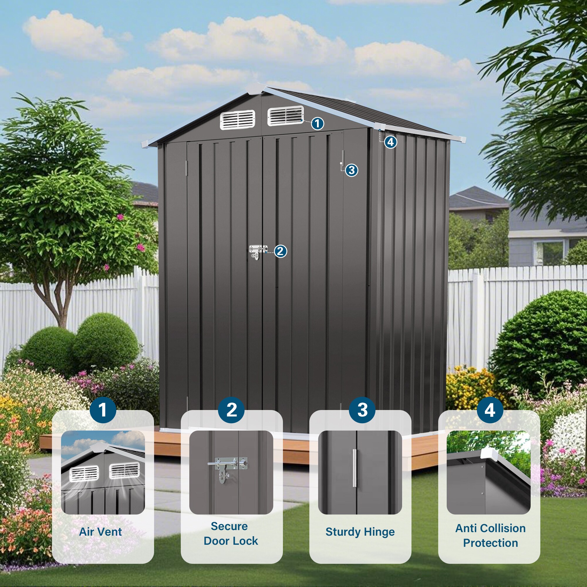WELLFOR KT0007AMCF Metal-Storage-Buildings-Sheds - View #4