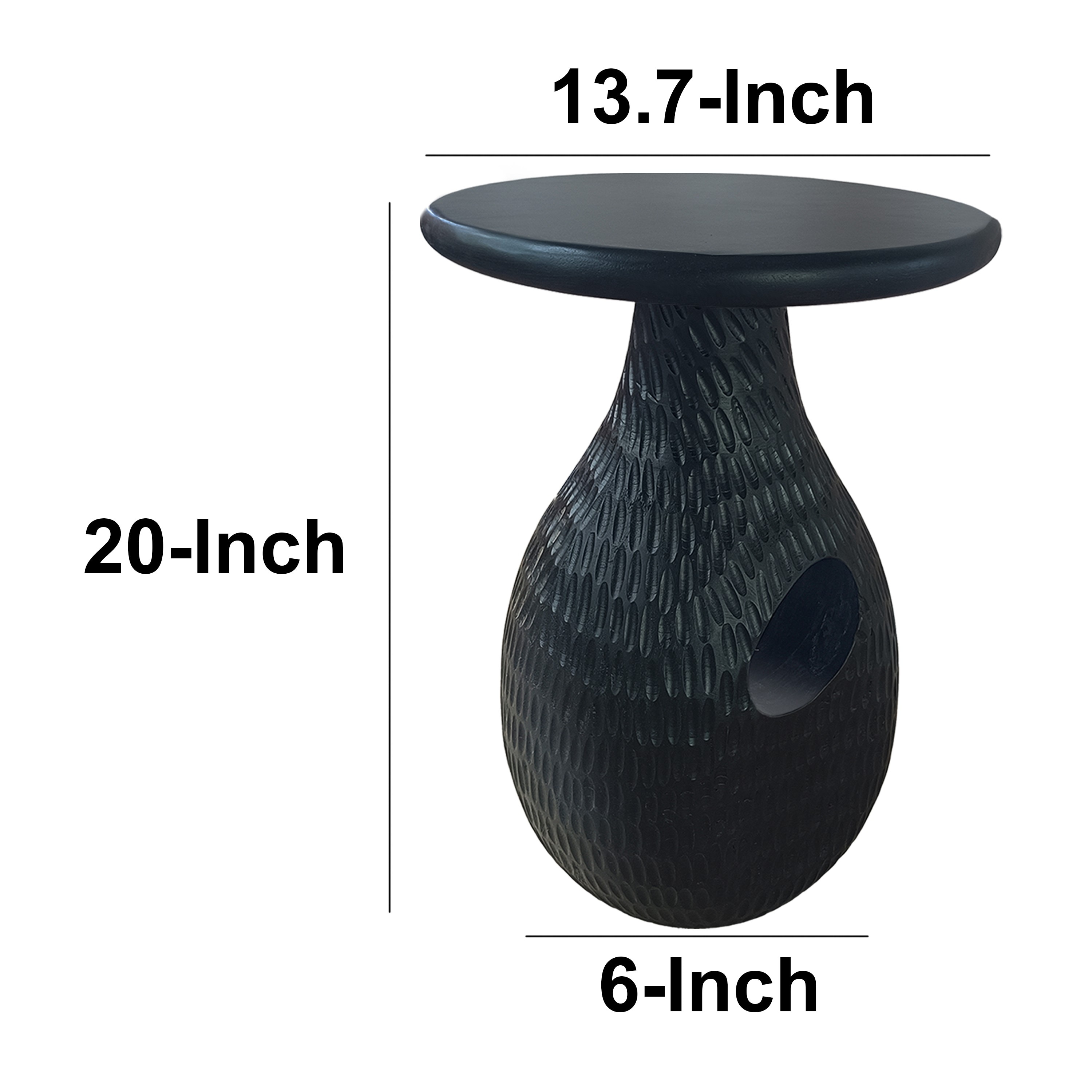Handcrafted Black Mango Wood Round Side End Table