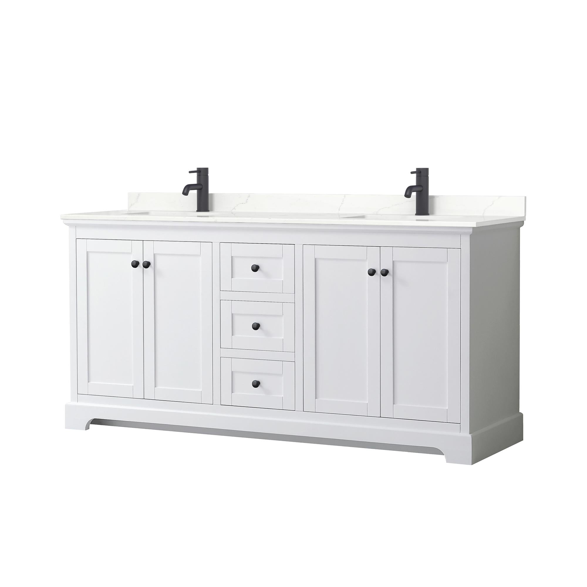 Wyndham Collection WCV232372DWBGTUNSMXX Avery 72-in White Undermount Double Sink Bathroom Vanity with Giotto Quartz Top