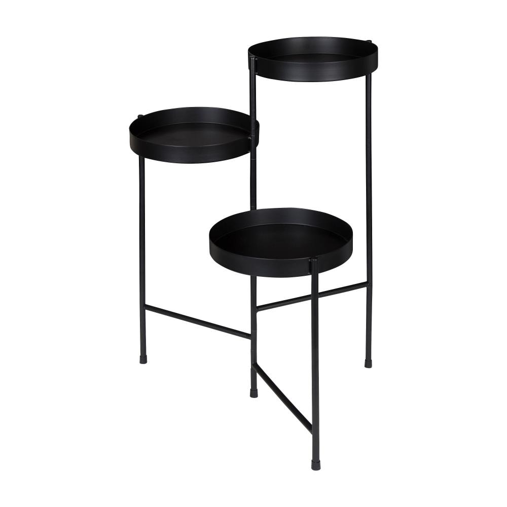 Kate and Laurel 212793 Round 30-in W Medium Black Metal Indoor Planter