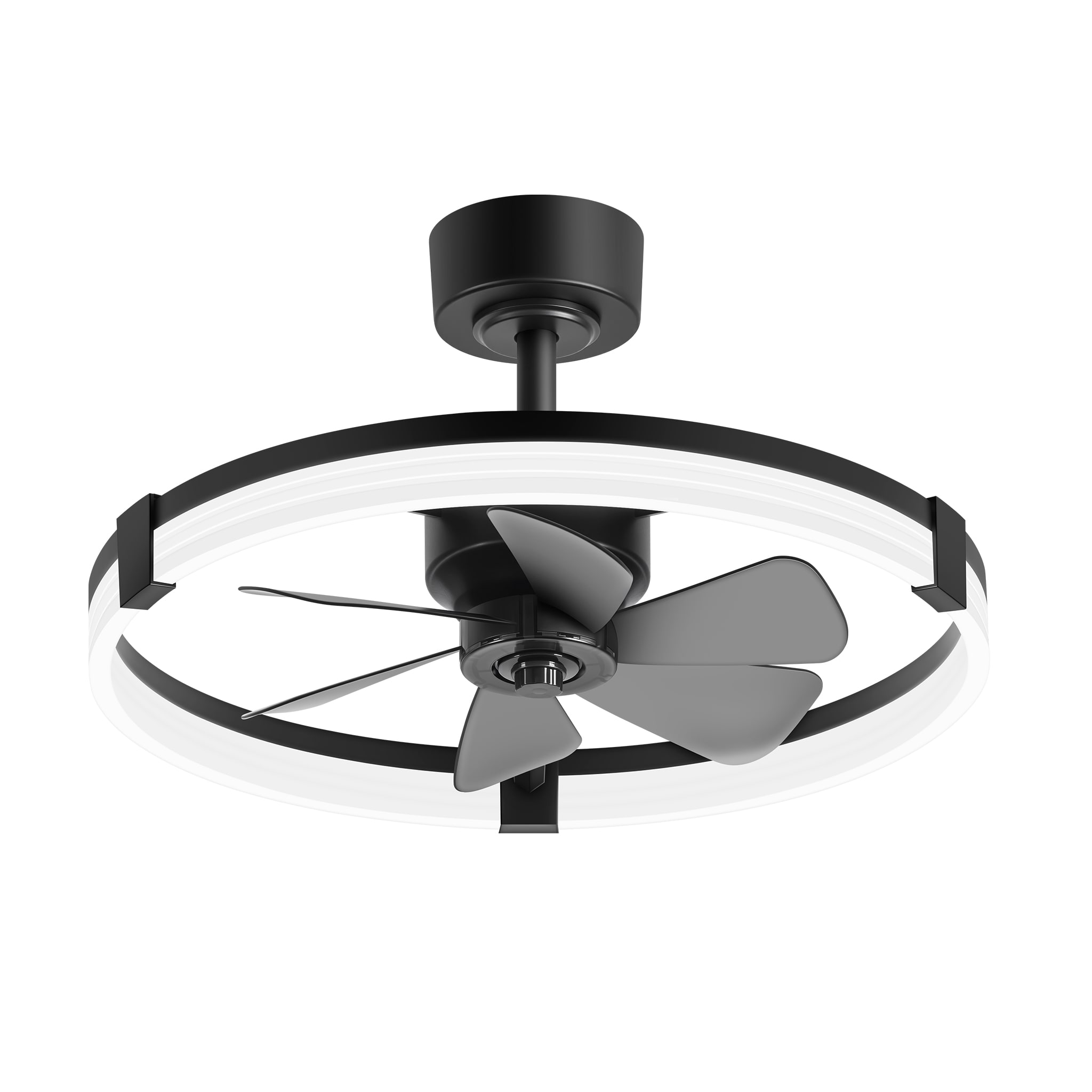 Airsurfer  23-Inch Black Ceiling Fan with Blue-gray LED Light Blades and Remote Control