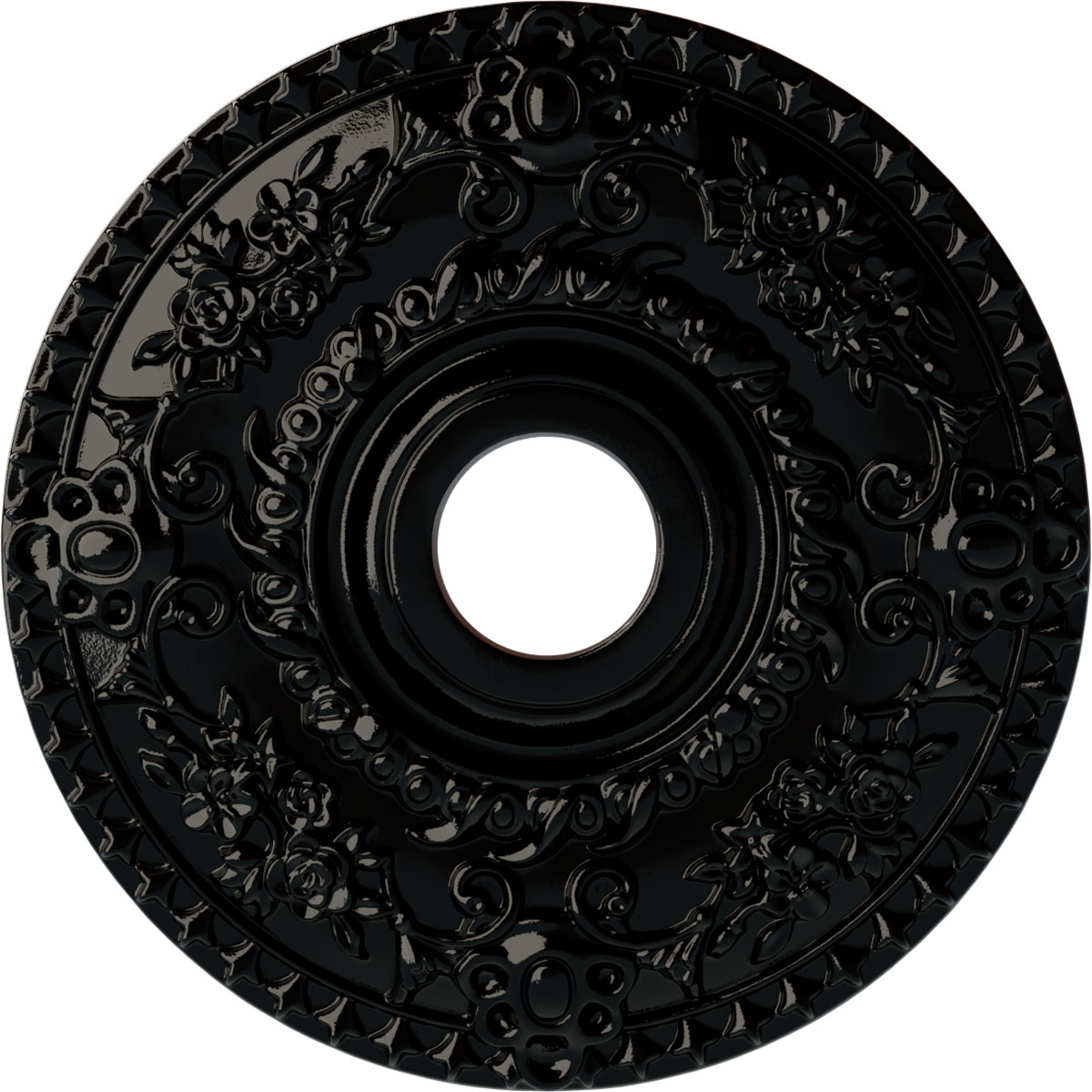 Ekena Millwork CM18ROBPS Rose 18-in W x 18-in L Painted Black Pearl Polyurethane Whole Ceiling Medallion