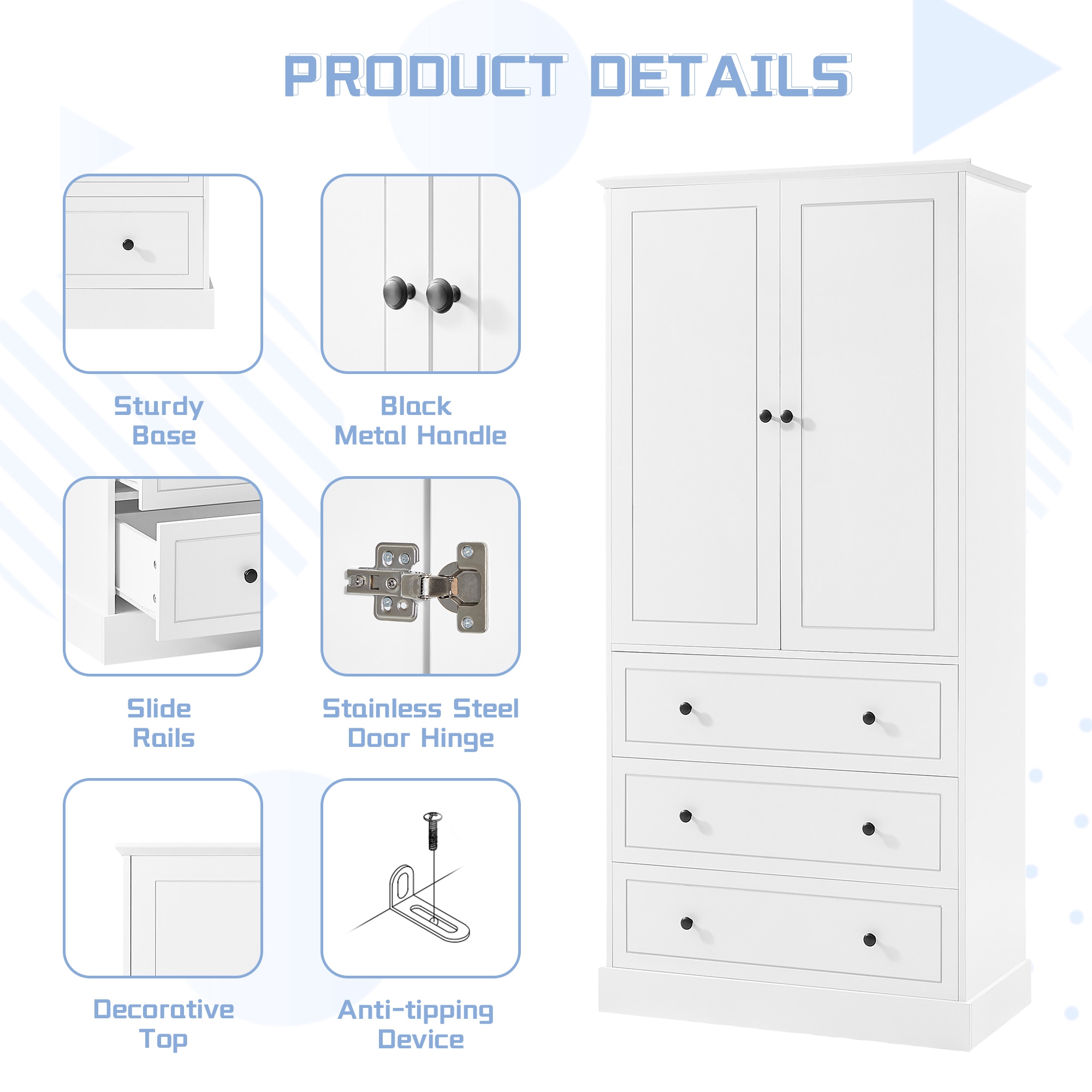 Hrinhom BA12-WHITE Linen-Cabinets - View #9