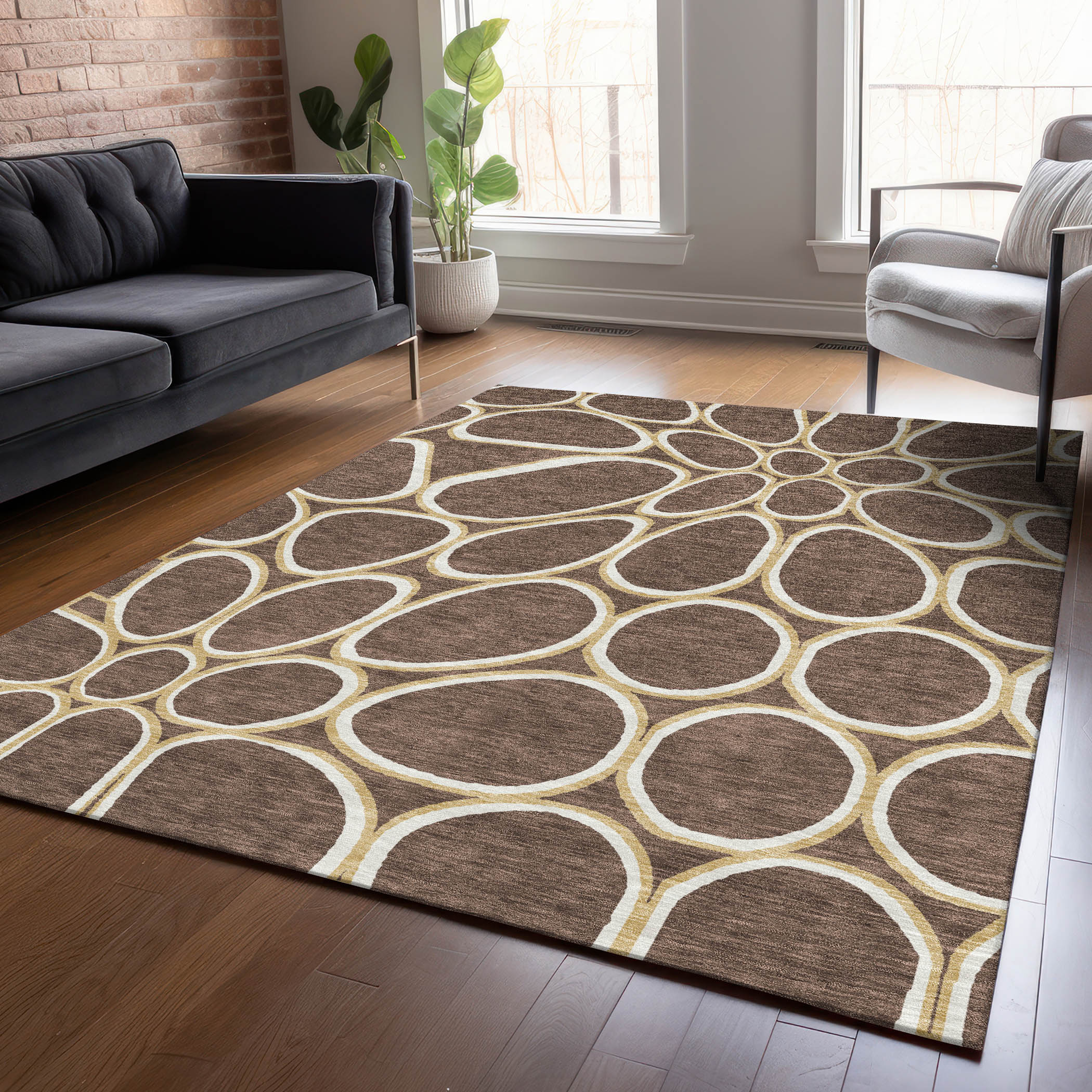 Addison Rugs ACN1041BR10X14 Chantille ACN1041BR 10 x 14 (ft) Polyester Brown Rectangular Indoor/Outdoor Geometric Machine washable Area rug