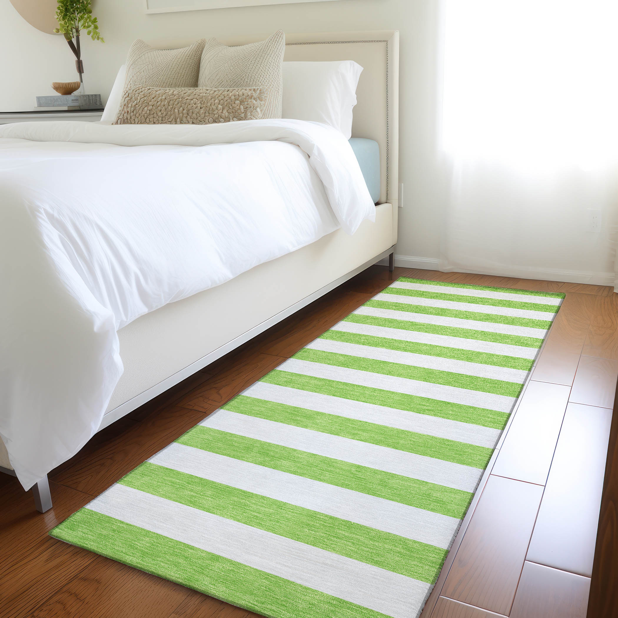 Addison Rugs ACN528LM2X8 Chantille ACN528LM 2 x 7 (ft) Polyester Lime Rectangular Indoor/Outdoor Stripe Machine washable Area rug