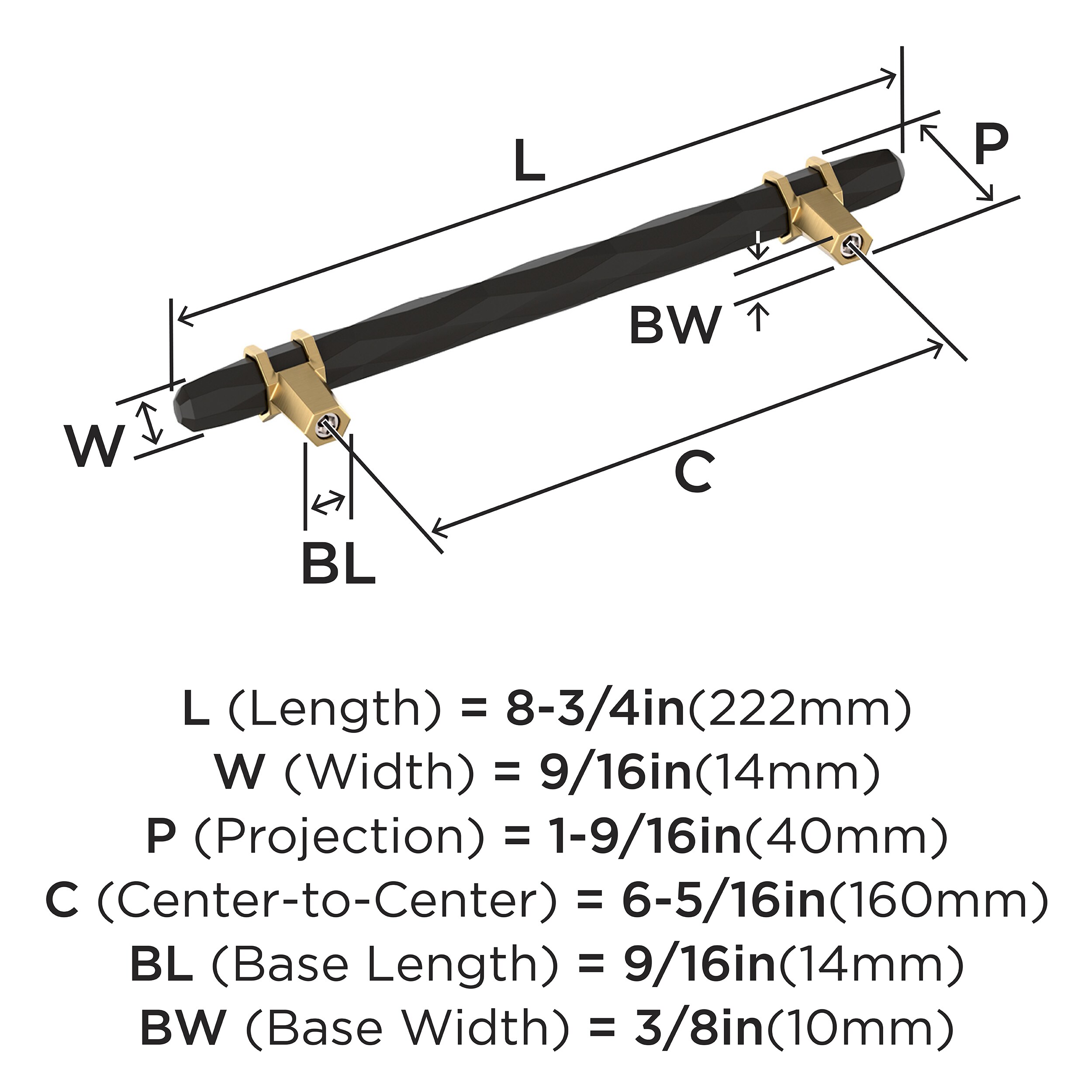 London 6-5/16 inch Black Bronze and Champagne Bronze Cabinet Pull