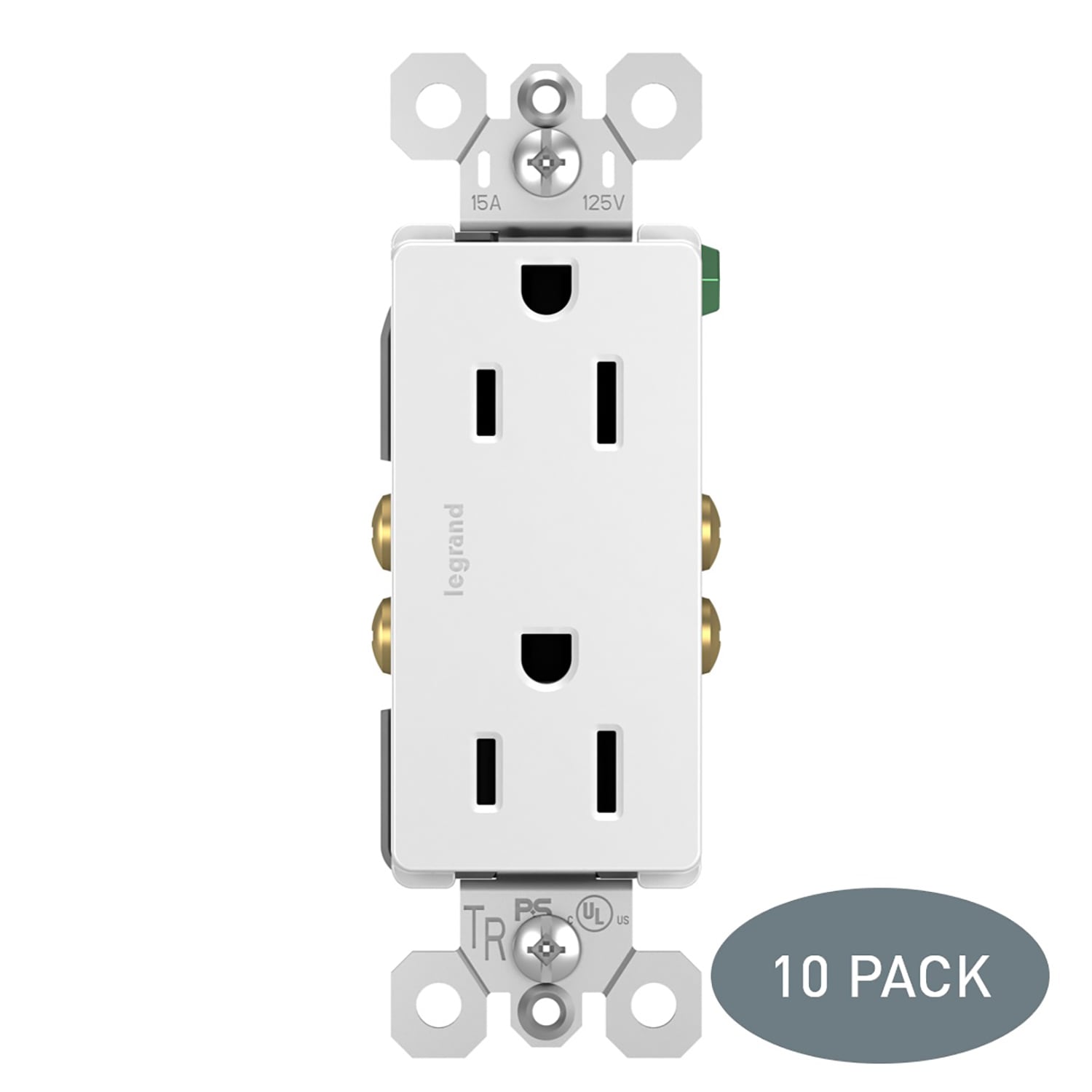 10 pack Pass&Seymour Decorator Receptacle Tamper Resistant 20A 125VAC white 
