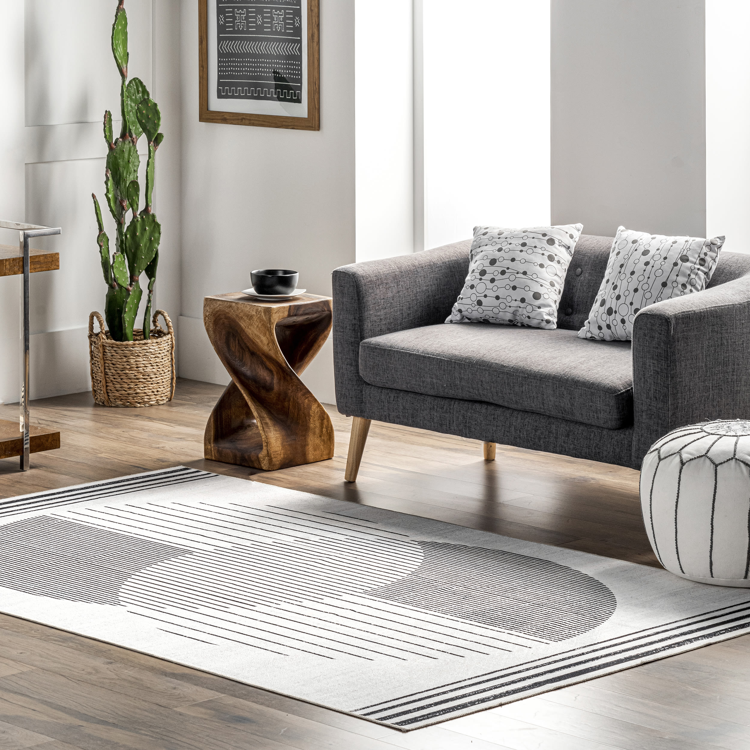 nuLOOM HJAU48A-8010 Aurora 8 x 10 (ft) Loomed Polyester Grey Rectangular Indoor Geometric Machine washable Area rug