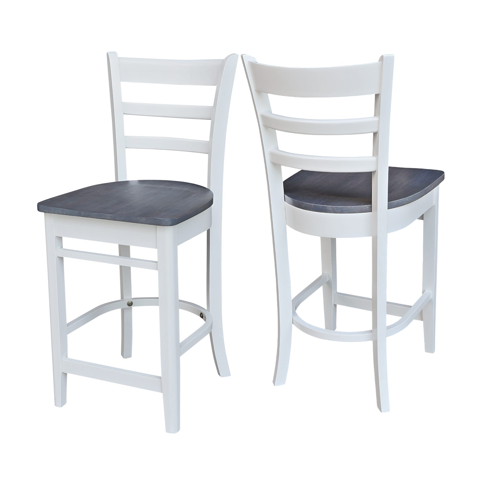 Emily 24" Solid Parawood Counterheight Stool in Hickory/Washed Coal
