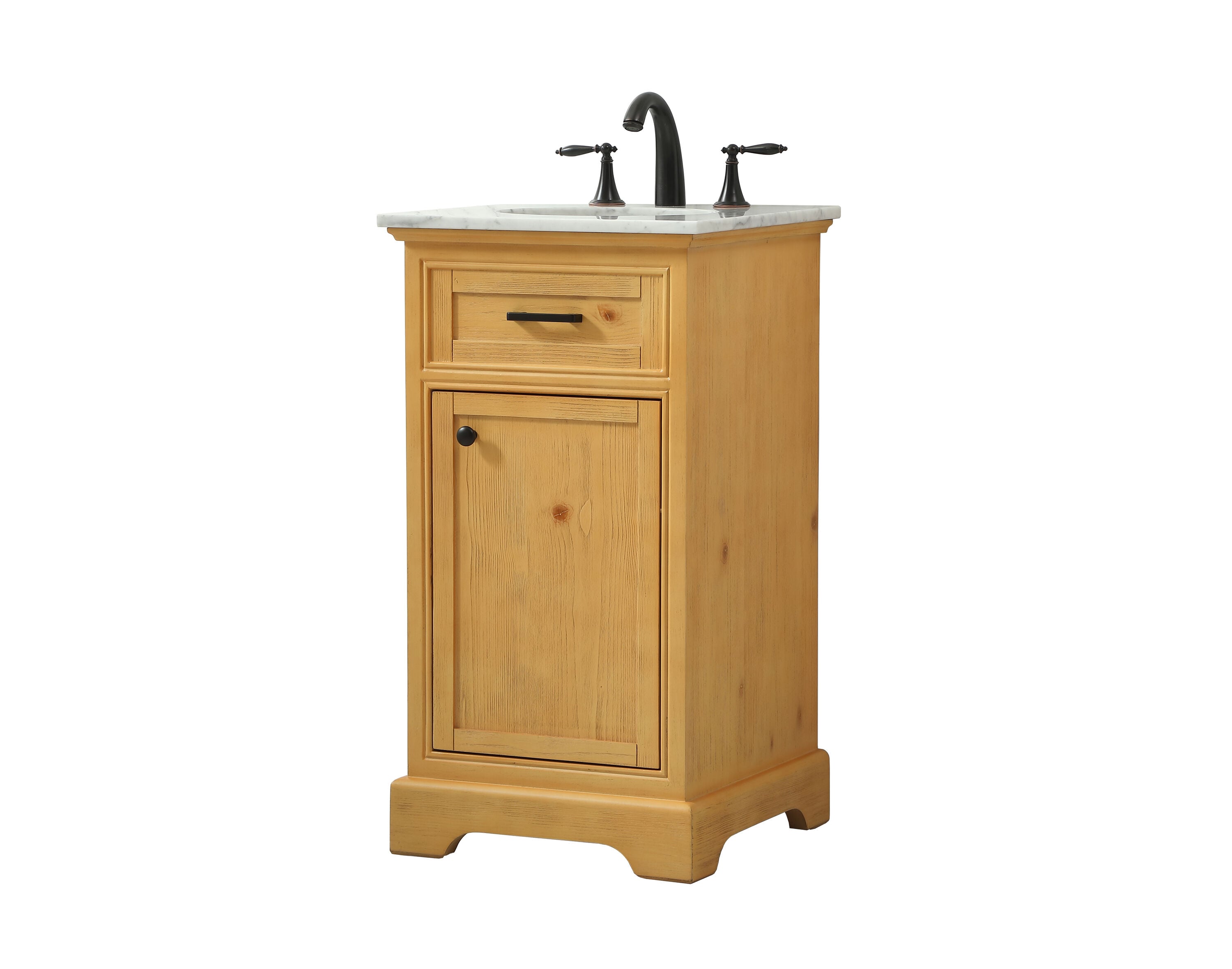 Natural Wood Single Bathroom Vanity with Marble Top