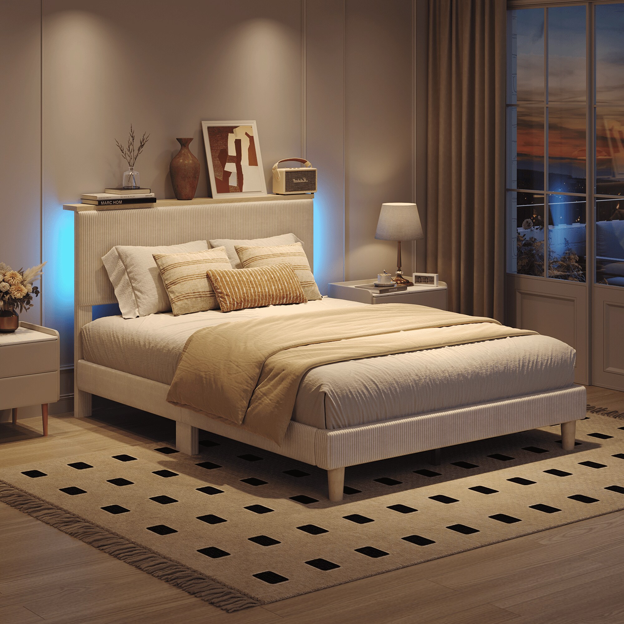 Amazon.com: HIFIT Full Upholstered Smart LED Bed Frame with