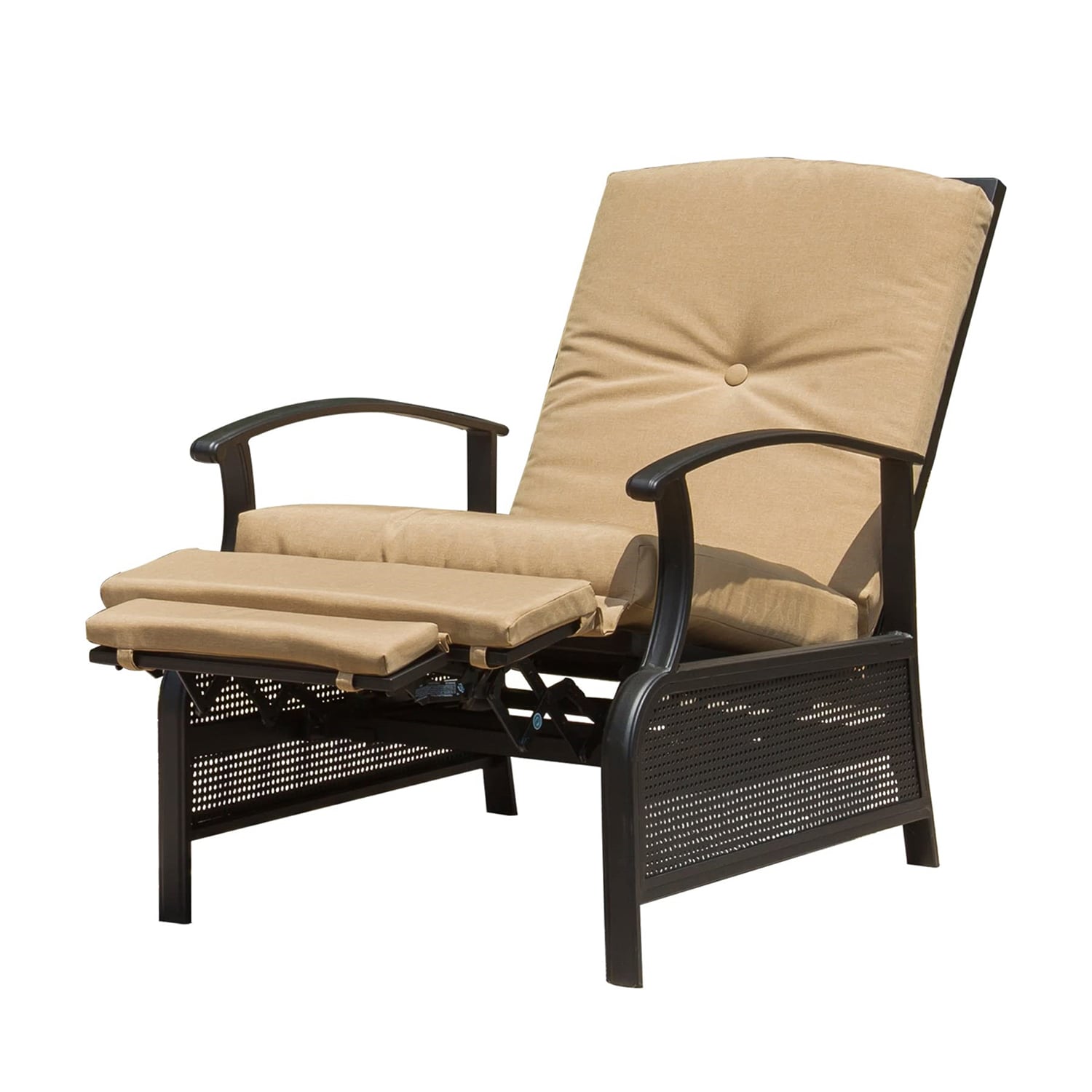 Wicker Stackable Brown Steel Frame Stationary Recliner Chair with Brown Cushioned Seat Cotton | - BANSA ROSE LLZJLY5603