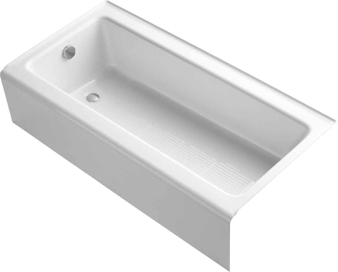 KOHLER 837-0 Bellwether 30.25-in x 60.0-in White Cast iron Rectangular Alcove Soaking bathtub ( Left Drain )