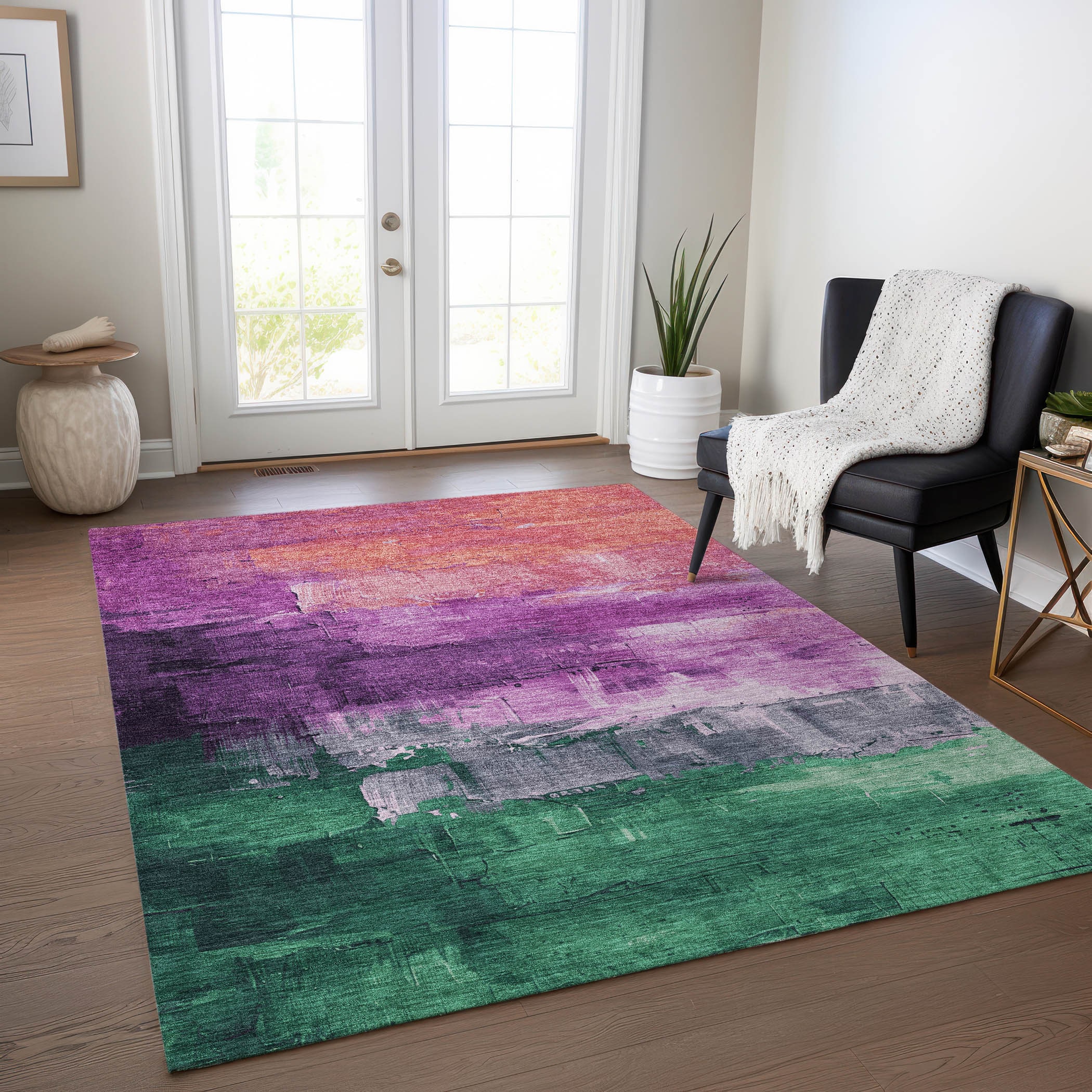 Addison Rugs ACN1479PP8X10 Chantille ACN1479PP 8 x 10 (ft) Polyester Purple Rectangular Indoor/Outdoor Geometric Machine washable Area rug