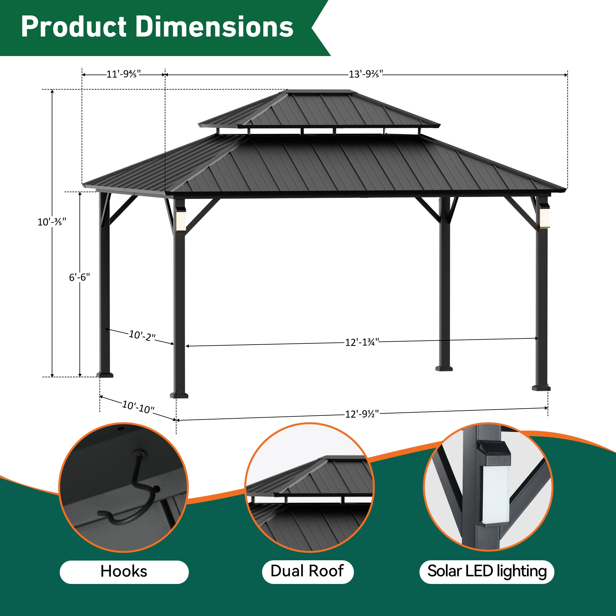 ELEVATE OUTDOORS IG10600148-1214 Wood-Resin-Gazebos - View #3